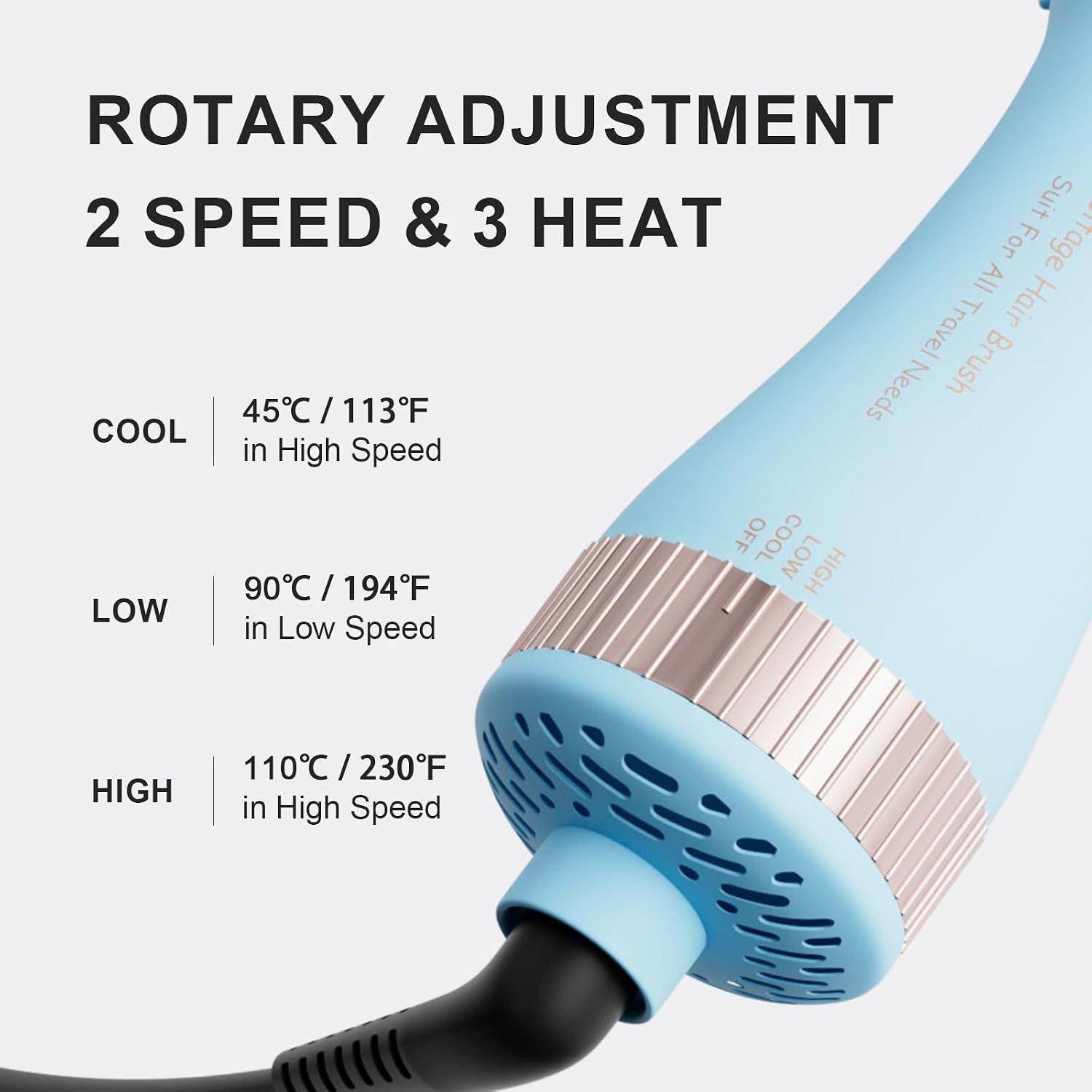 Travel Dual Voltage Hair Dryer Brush and Styler, 110-240V Auto Dual Voltage image 4