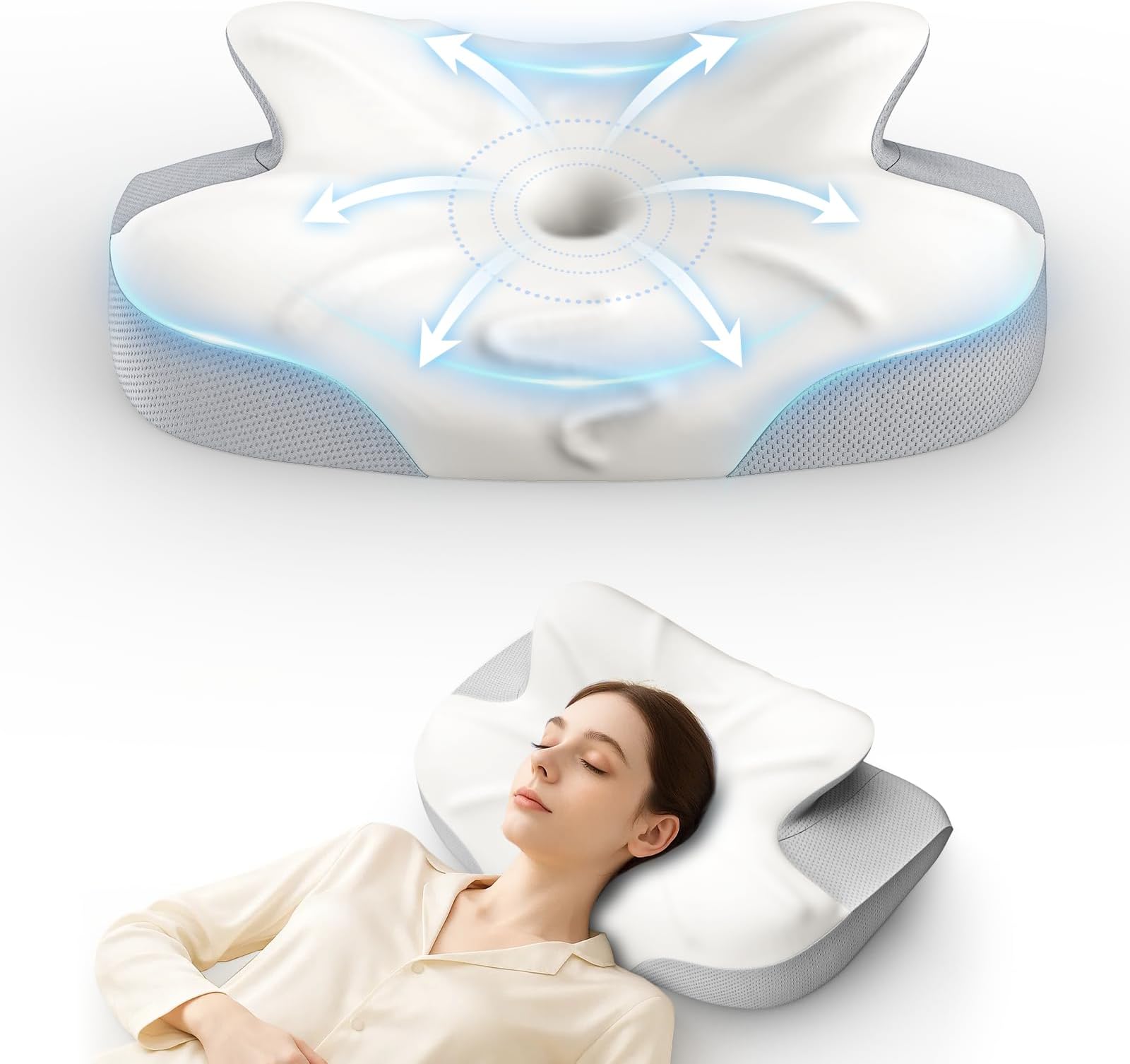 Ergonomic Cervical Pillow for Neck and Shoulder Support, Contour Memory Foam for Side and Back Sleepers, Hypoallergenic Design with Removable Pillowcase