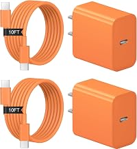 iPhone 17 16 15 Charger Fast Charging 20W USB C Charger with 10FT Cable | Extra Long 10FT Fast Charging Cable for iPhone 17/17 Air/17 Pro/17 Pro Max/ iPhone16/15 Series, iPad Pro/AirPods -orange
