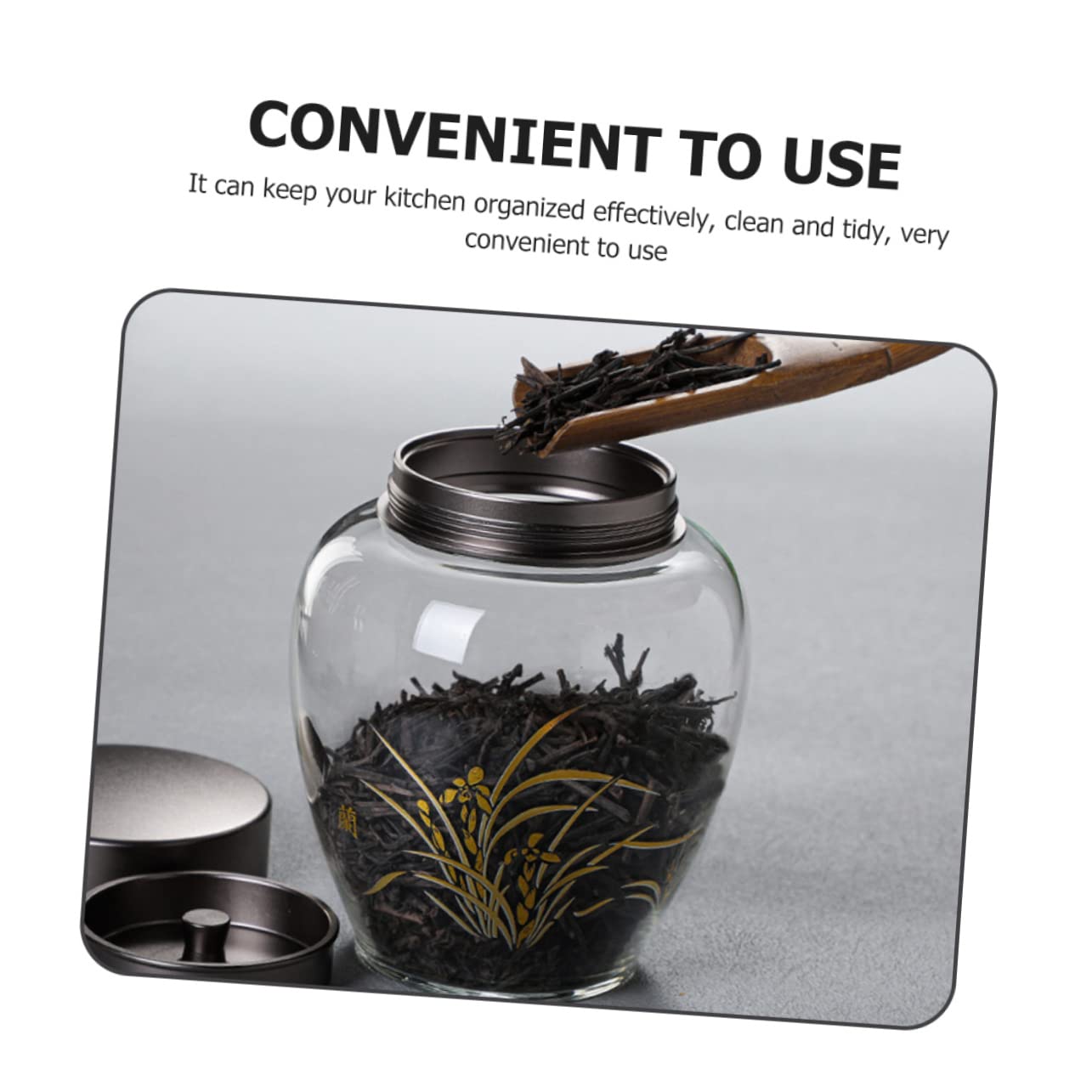 Bocal En Verre Teinté Avec Couvercle Hermétique - Rangement Cuisine Pour Aliments Secs (Thé, Céréales) - 10.5x7.3cm - 5