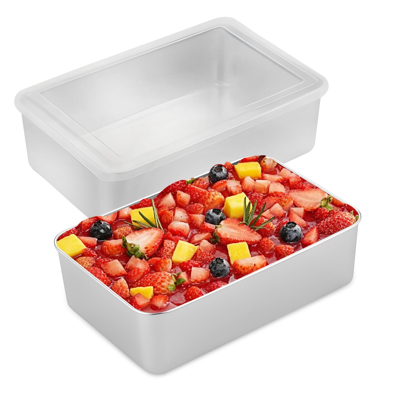 Bread Baking Mould with Lid, Pack of 2 Rectangular Baking Moulds, Cakes, Stainless Steel Bread Moulds for Baking, 22 x 15 x 6.5 cm, Loaf Tin for Cakes, Bread, Tiramisu