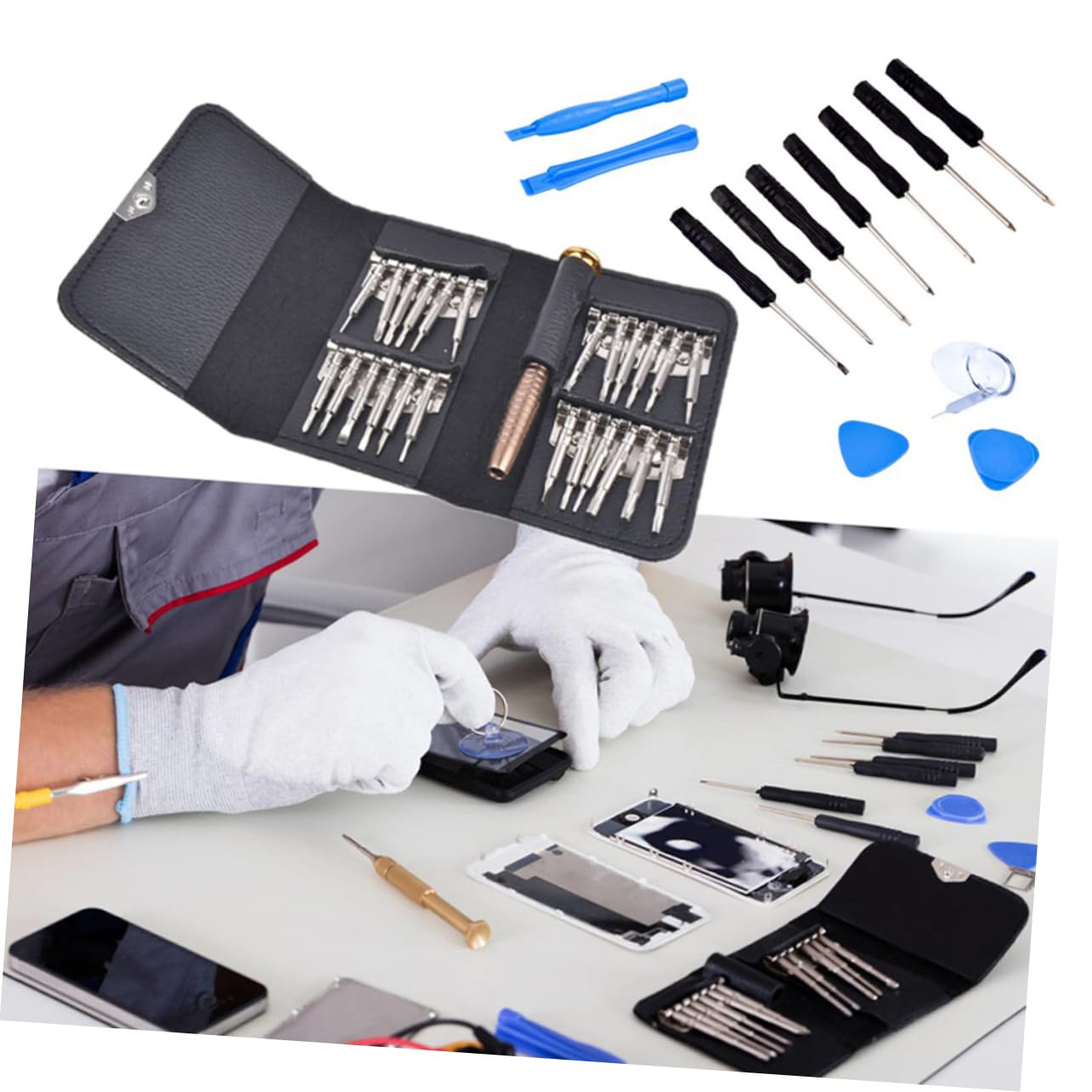 KALLORY 1 Tablet Computer Repair Tool Kit Handle Portable Pry Disassembly Essential Tools for Home Electronics Repair for Phone Tablet Maintenance