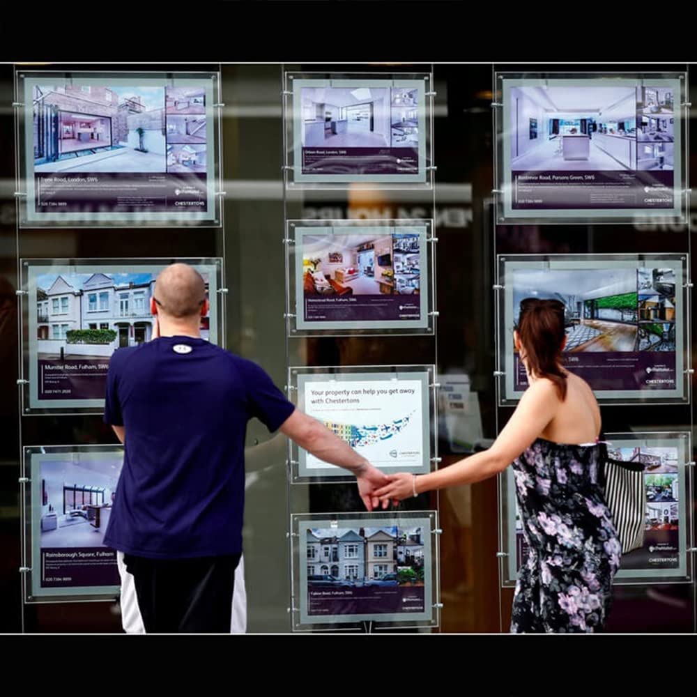 Tienda de negocios de vidrio A1 doble ventana lateral colgante exhibición publicitaria cartel titular llevado acrílico cartel marco caja luz titular