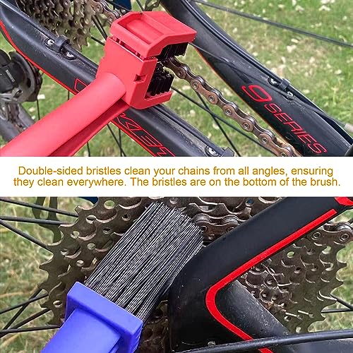 Ziciner 2 PCS Bike or Motorcycle Chain Washer, Motorcycle Chain Gear Dirt Clean Brushes, Universal Bicycle Chain Cleaning Brush Tool for Mountain Bike Heavy Duty Motorcycle (1 Red+ 1 Blue) - Image 5