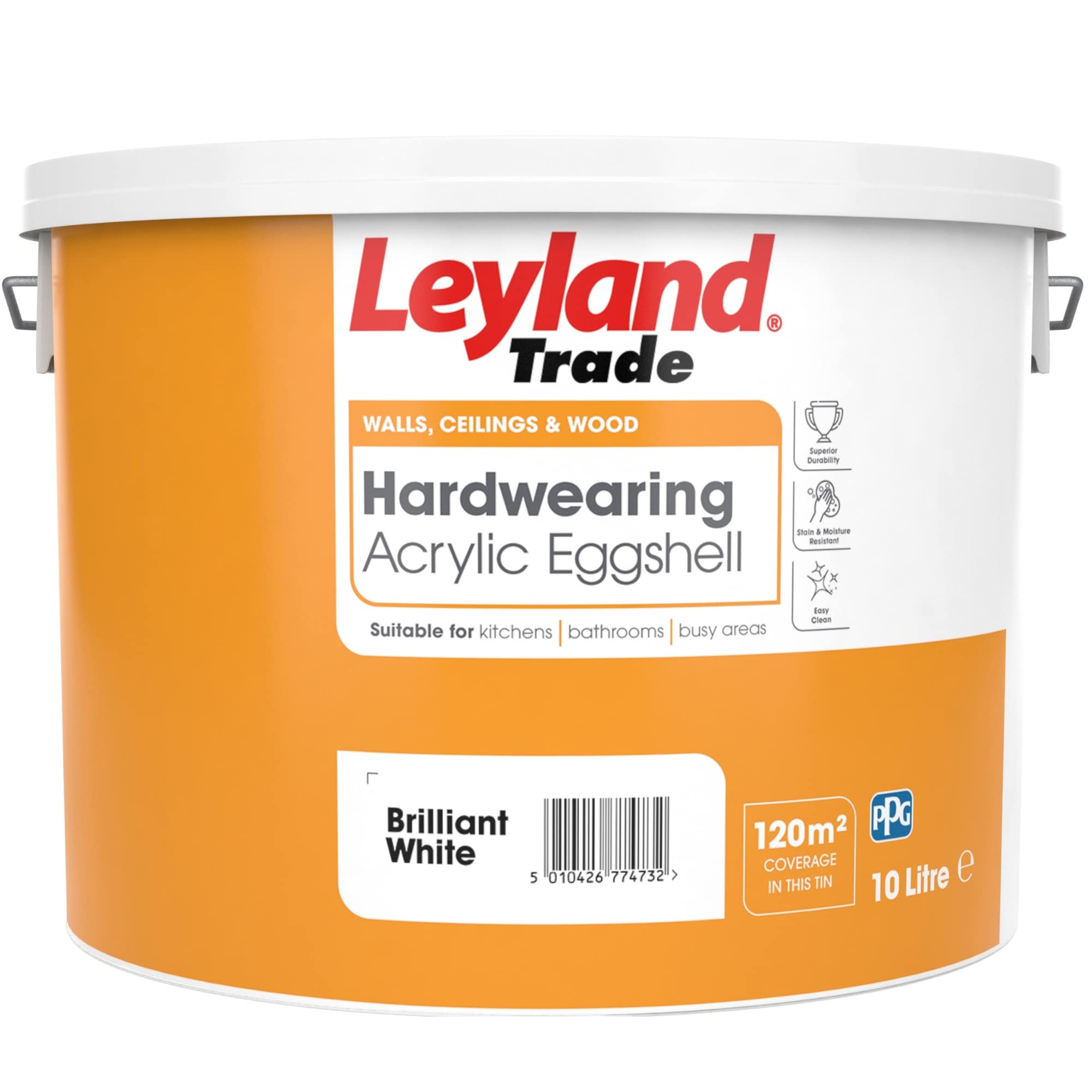 Leyland Trade Acrylic Eggshell Brilliant White 10L