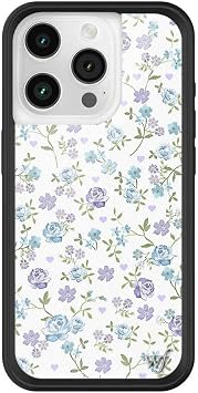 Wildflower Cases - Compatible with iPhone 16 Pro | Protective Black Bumper, 6.5ft Drop Test Certified, Women Owned Small Business | Aesthetic Coquette Trendy Flower | Lilac & Blue Floral