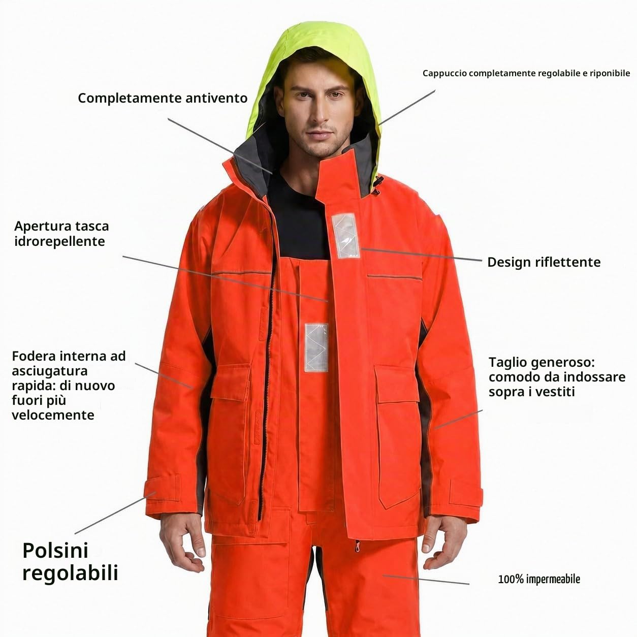 Costa Vela-Tuta Impermeabile Traspirante Giacca & Bavaglino Set Uomini Attrezzature Maltempo