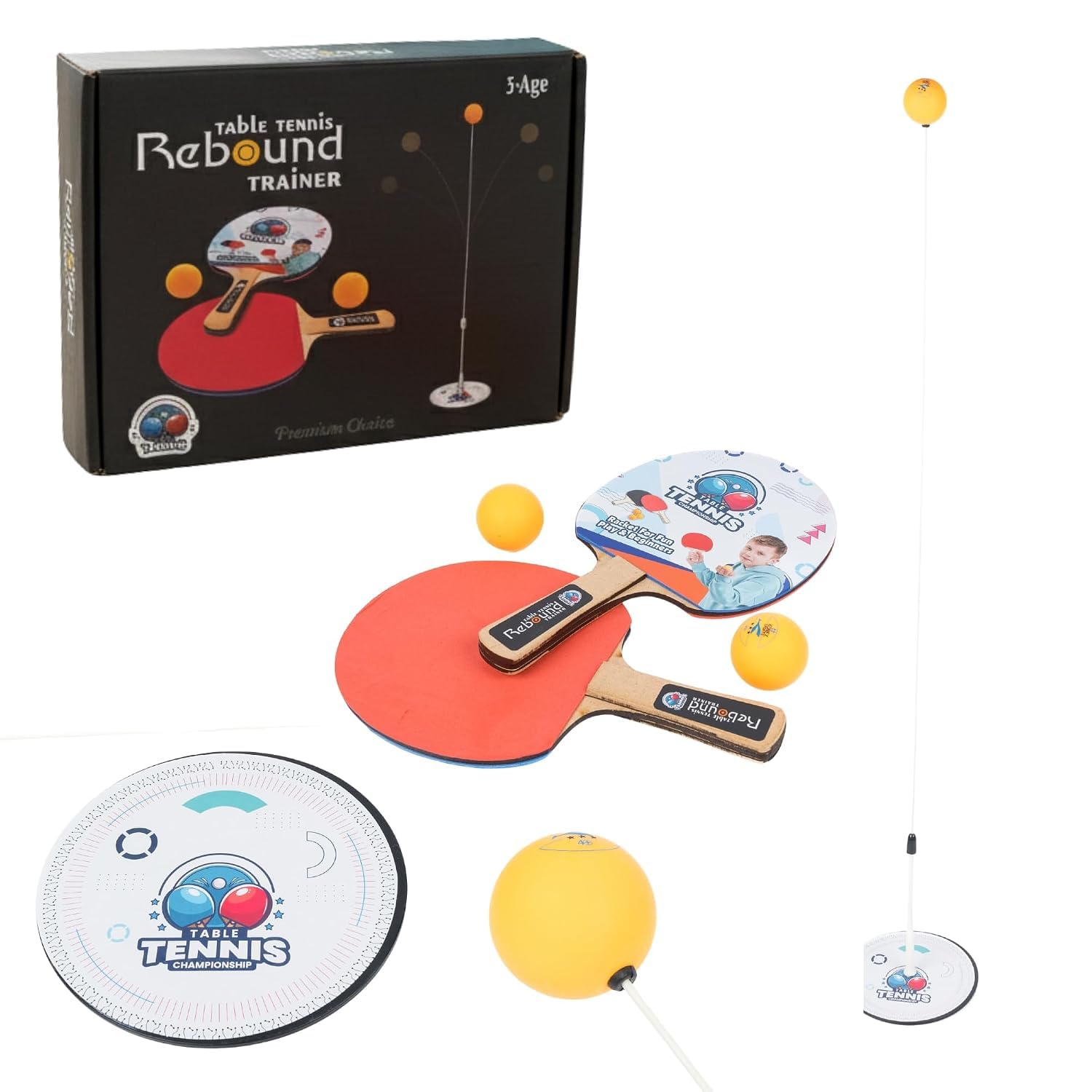 Training Table Tennis Set for Kids & Adults | Elastic Soft Shaft Ping Pong Trainer with Stable Iron Base | Indoor & Outdoor Reflex Practice Game for Hand-Eye Coordination-image-31