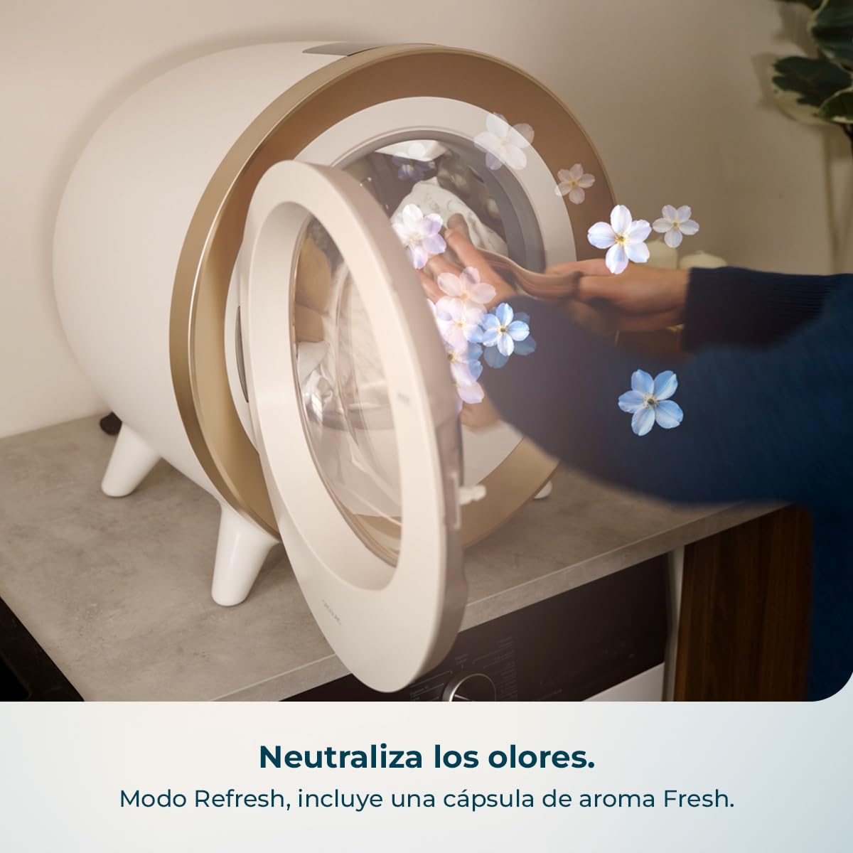 Cecotec Secadora Compacta Evacuación 3Kg Bolero DressCode Dry 3500V Gold. 8 Programas, Secado Automático Inteligente, Control Touch, Función UV Care, Tambor Inox, Antiarrugas, Blanco y Oro Cromado