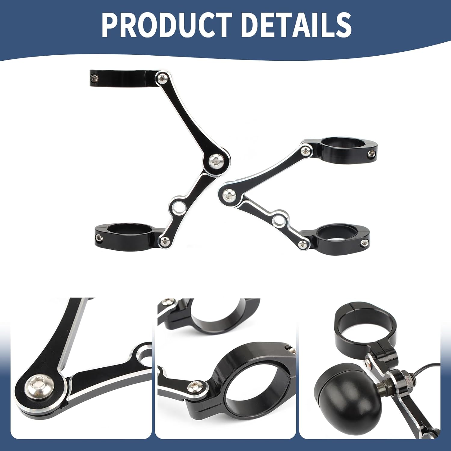 37-41mm Motorcycle Headlight Bracket CNC Fork Head Lamp Mount Holder for Harley Indian Victory Honda Yamaha Kawasaki Suzuki Ducati Cafe Racer Chopper Bobber Universal