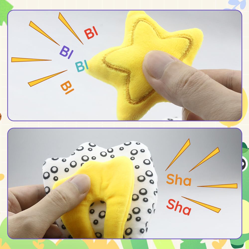 Giocattolo da Appendere per attività per Bambini con Specchio per Auto in-Sight, Regolabile per seggiolini Auto, passeggini, culle e Tempo sulla Pancia, con sonagli (Owl)