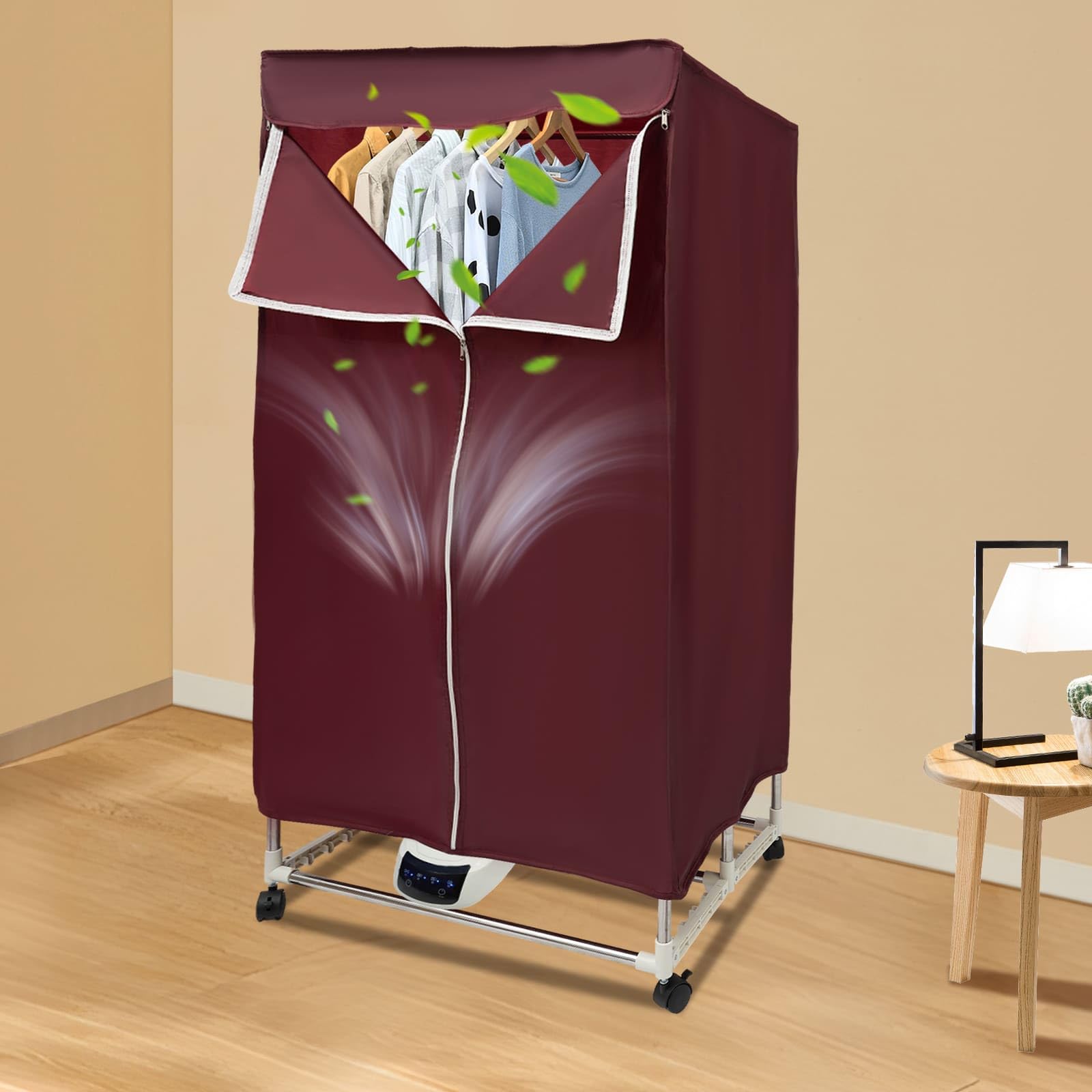 Waschtrockner, tragbarer Mini-Trockner für Wohnungen, Touch-Steuerung, Ein-/Aus-Funktion und Timer (Weinrot)