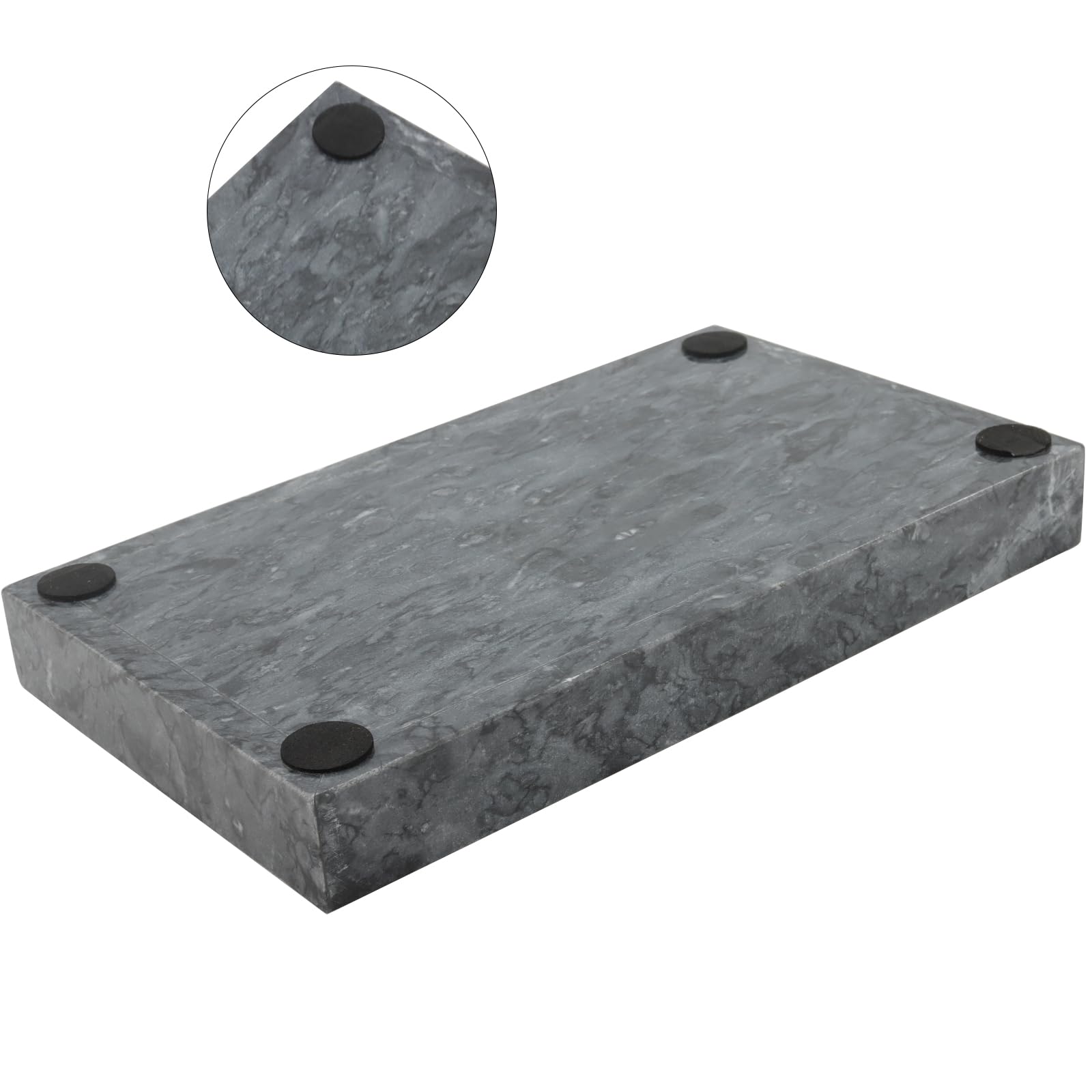MOUYAT Vassoio in marmo grigio, 30 x 20 cm, rettangolare, in marmo, vassoio decorativo per il bagno