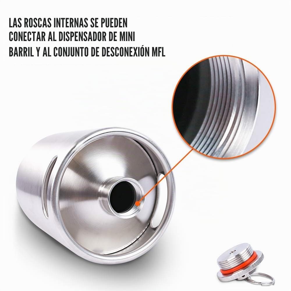 TMCRAFT - Mini Barril de Acero Inoxidable de 4 litros - cultivador de Cerveza portátil con Tapa diseñada para válvula de Escape para Mantener la Bebida Fresca