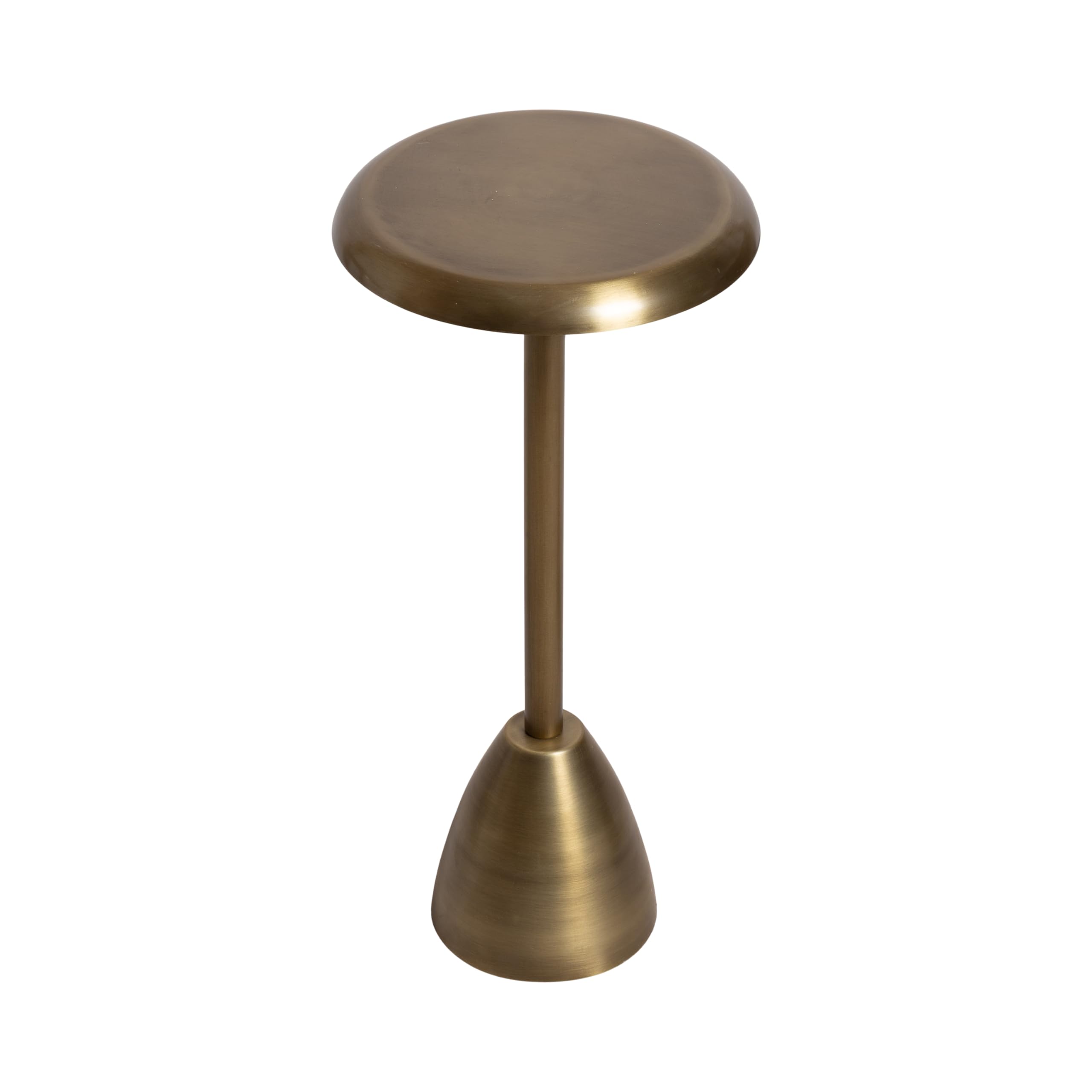Kate and Laurel Morizet Modern Round Drink Table, 10 x 10 x 22, Antique Brass, Transitional Metal Martini Table with Pedestal Design for Use as Small Indoor Plant Stand or Living Room Accent
