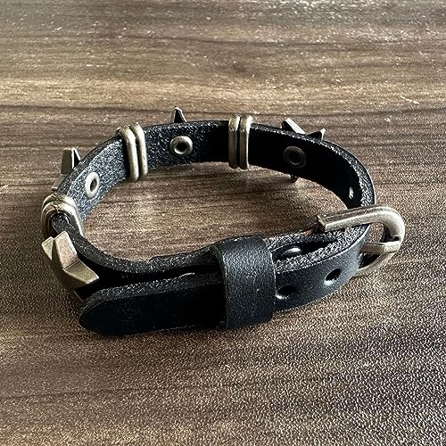 Punk Rock Alloy Star Studded Bracelet Belt Buckle Wristband Leather Cuff Bracelet3