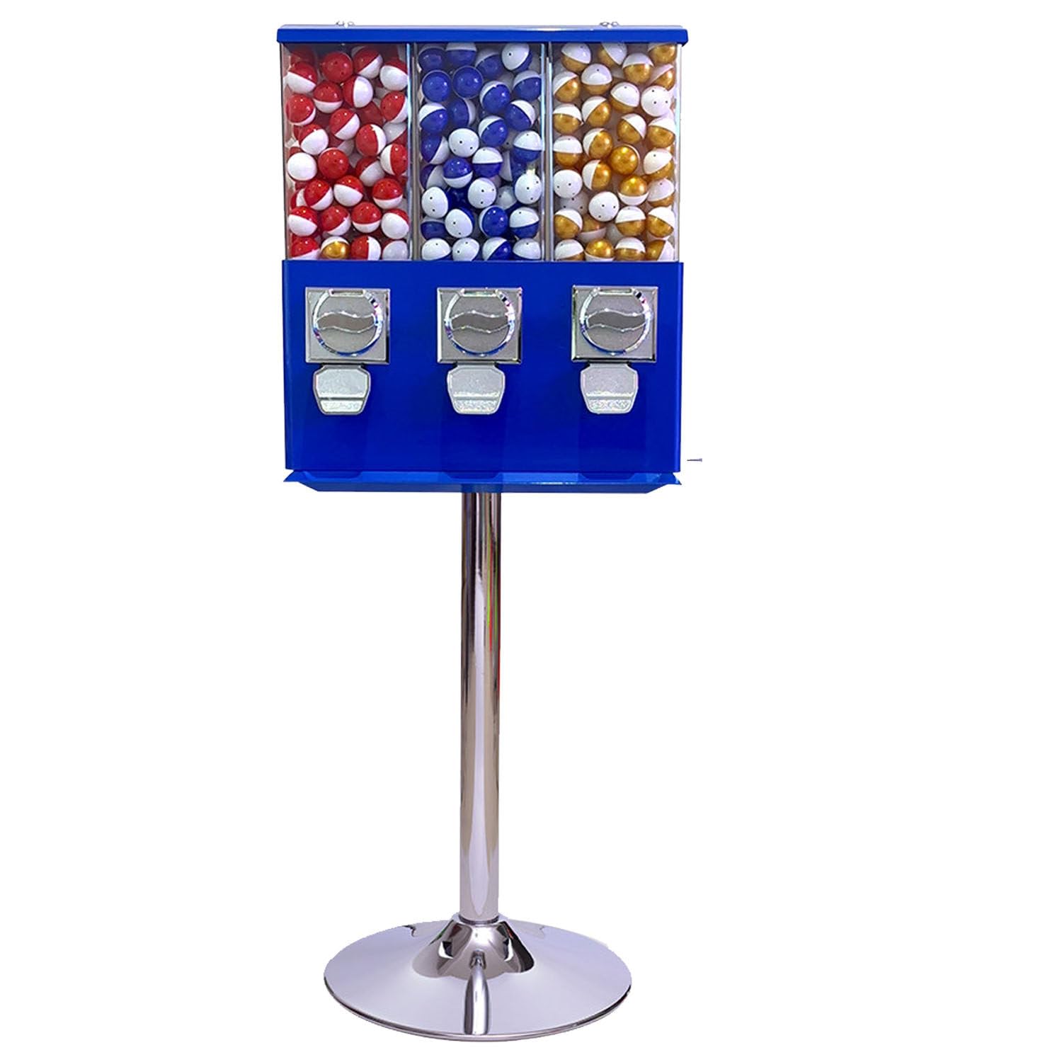 BEESOM Triple Compartment Gumball Vending Machine Blue
