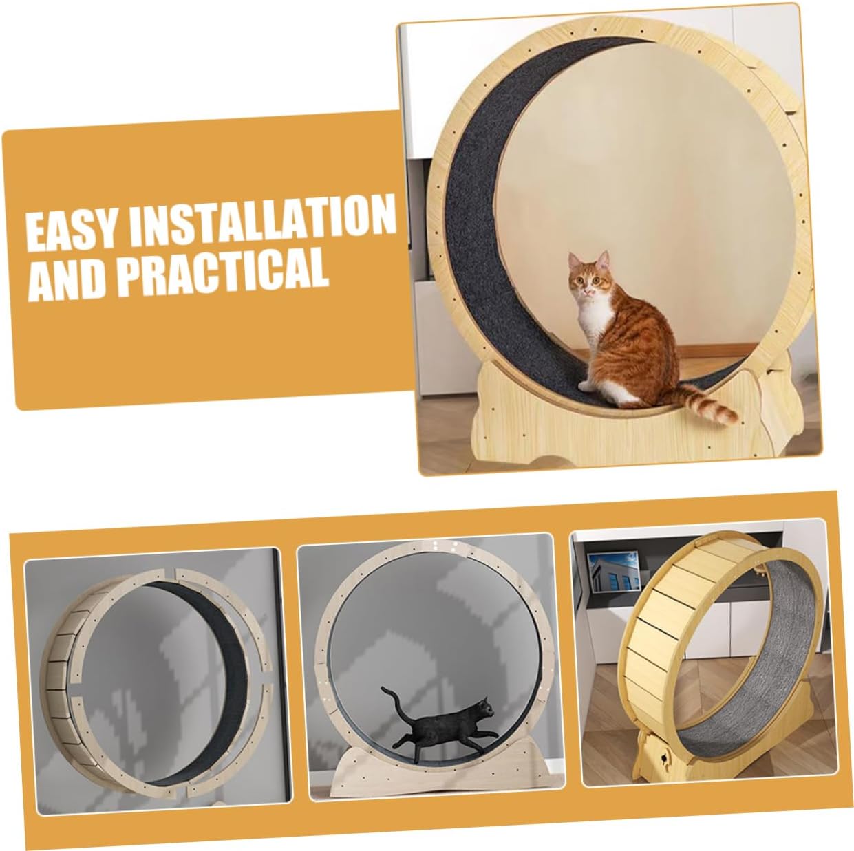 Cat Exercise Wheel Replacement Mat Multifunctional Cat Scratcher Pad for Running and Play Easy Installation Fit