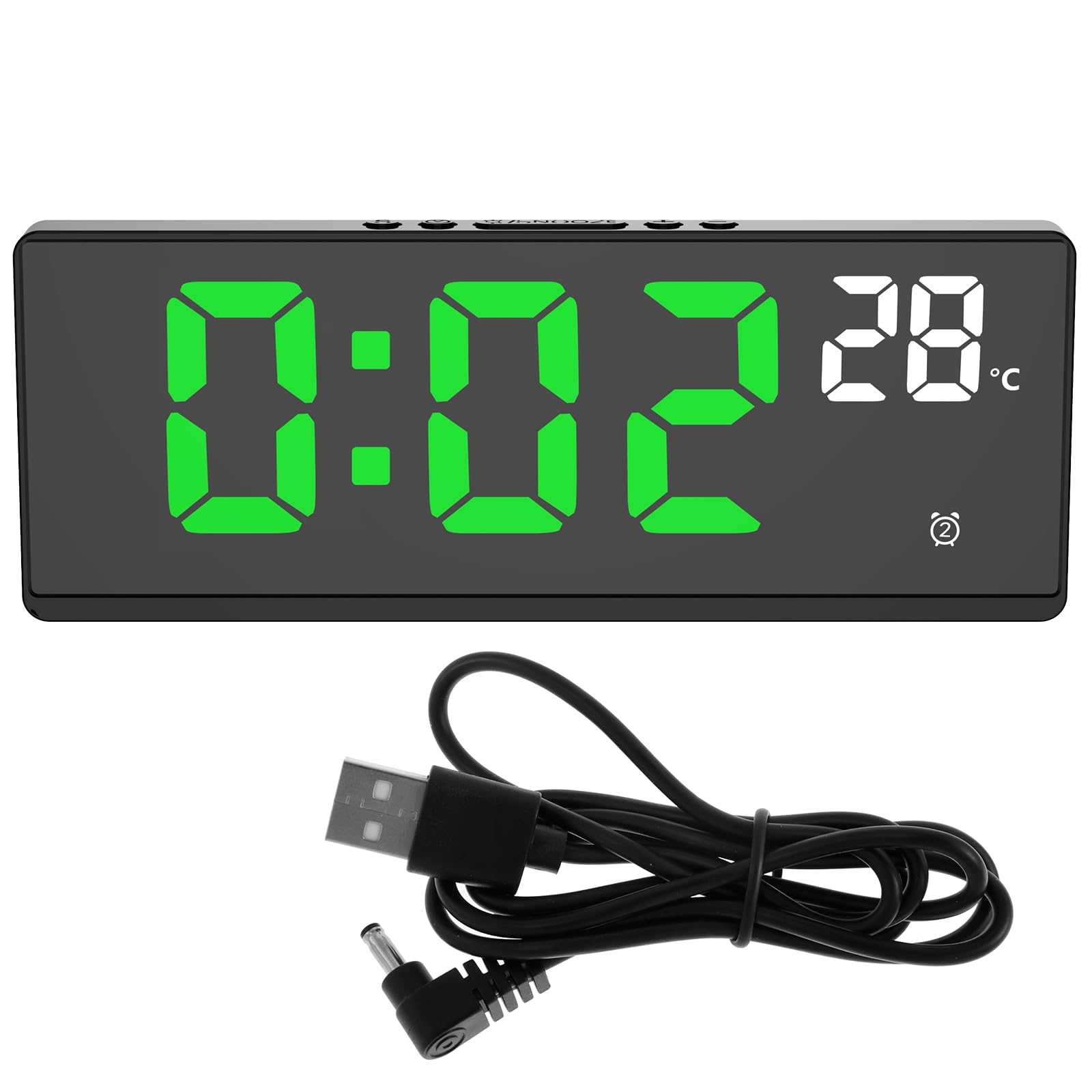 Digital Alarm Clock with Battery Backup Large Numbers USB Charging Port 3 Adjustable Alarm Volumes 5 Dimmers Date
