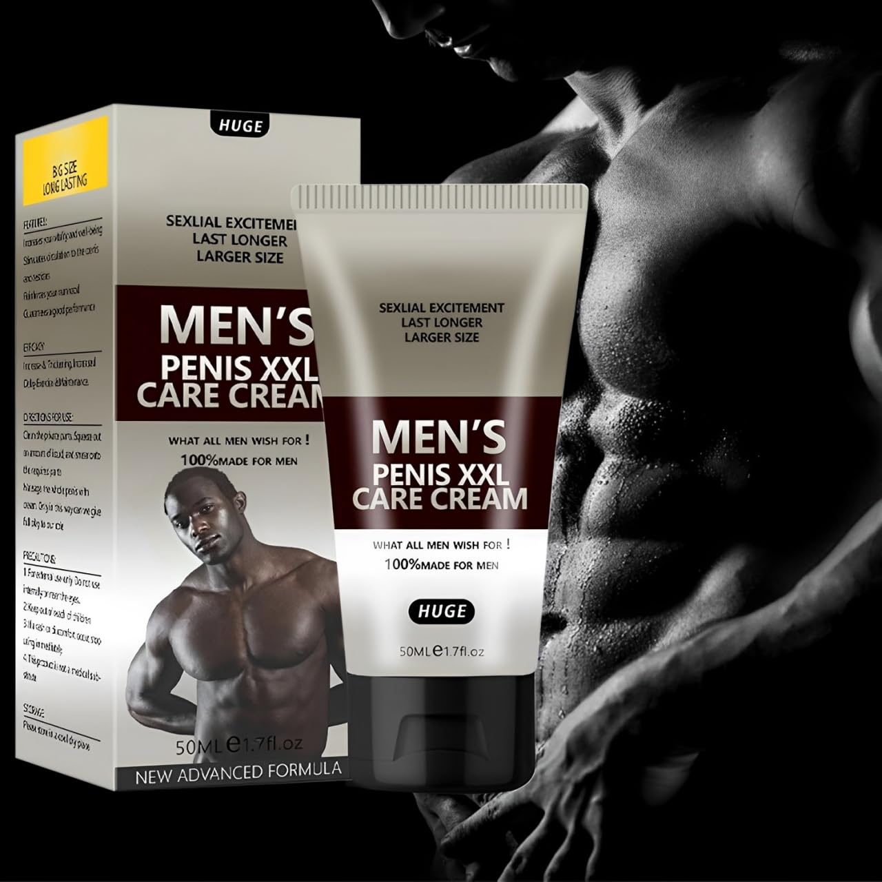 Crème XXXL Pour Agrandissement Masculin - 100% Naturelle, 50g, Pour Volume Et épaisseur