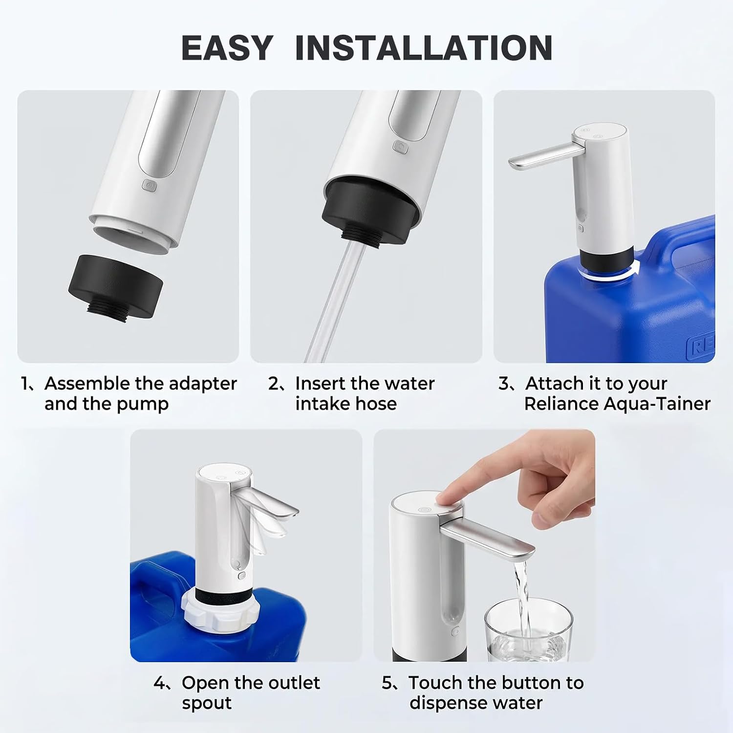 Water Pump Faucet Adapter Kit for Reliance Aqua-Tainer(Touch screen) | Rapid water extraction for camping and outdoor
