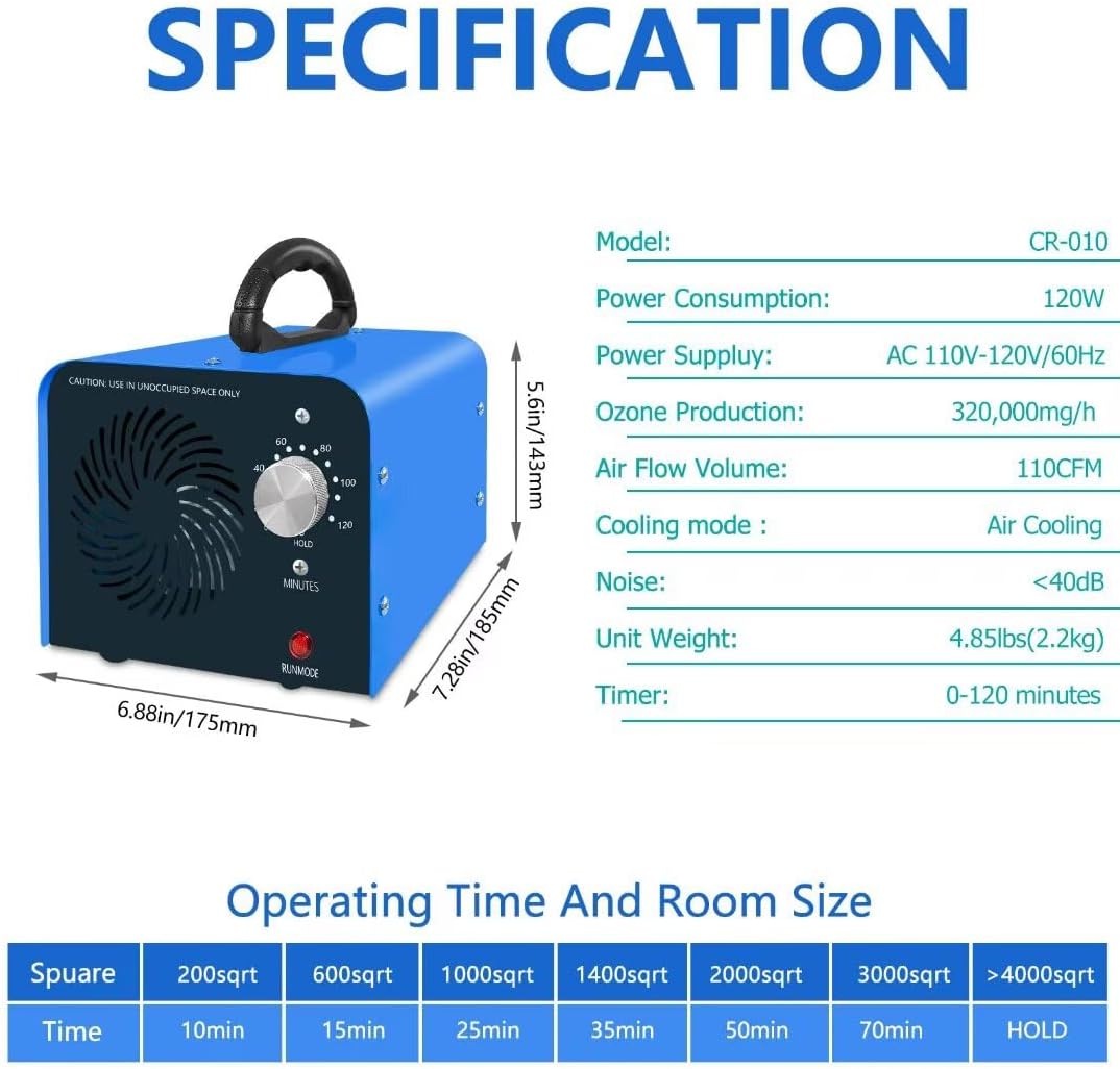 Maleb Ozone Generator 320,000mg/h - Ozone Machine Odor Removal Odor Eliminator Ionizer Deodorizer Ozonator Ozone Generator Air Purifier for Home/Car/Smoke/Pet Odor