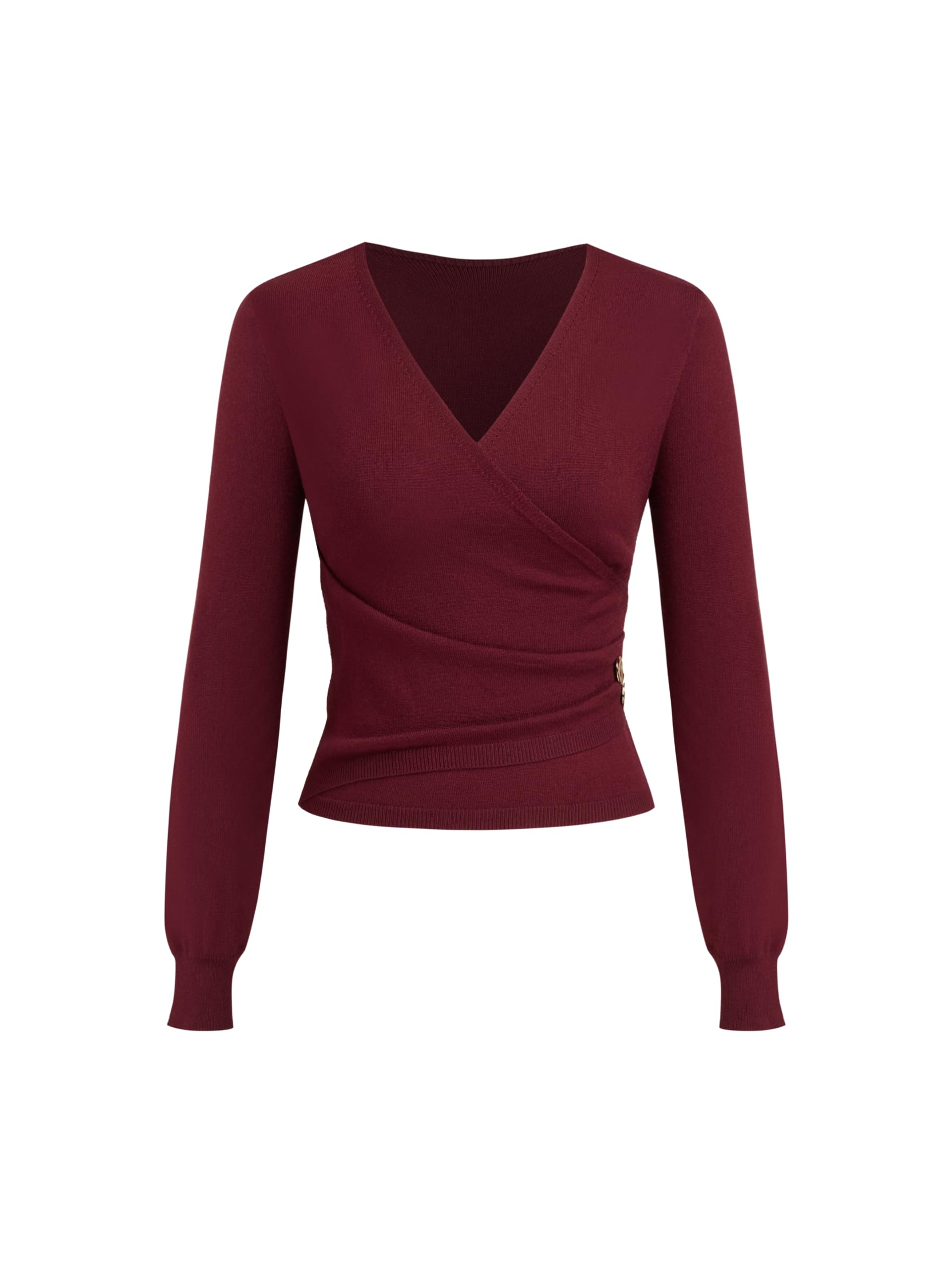CIDER Wrap Sweaters for Women Trendy Long Sleeve V Neck Cross Front Ruched Knit Cozy Pullover Sweater Tops