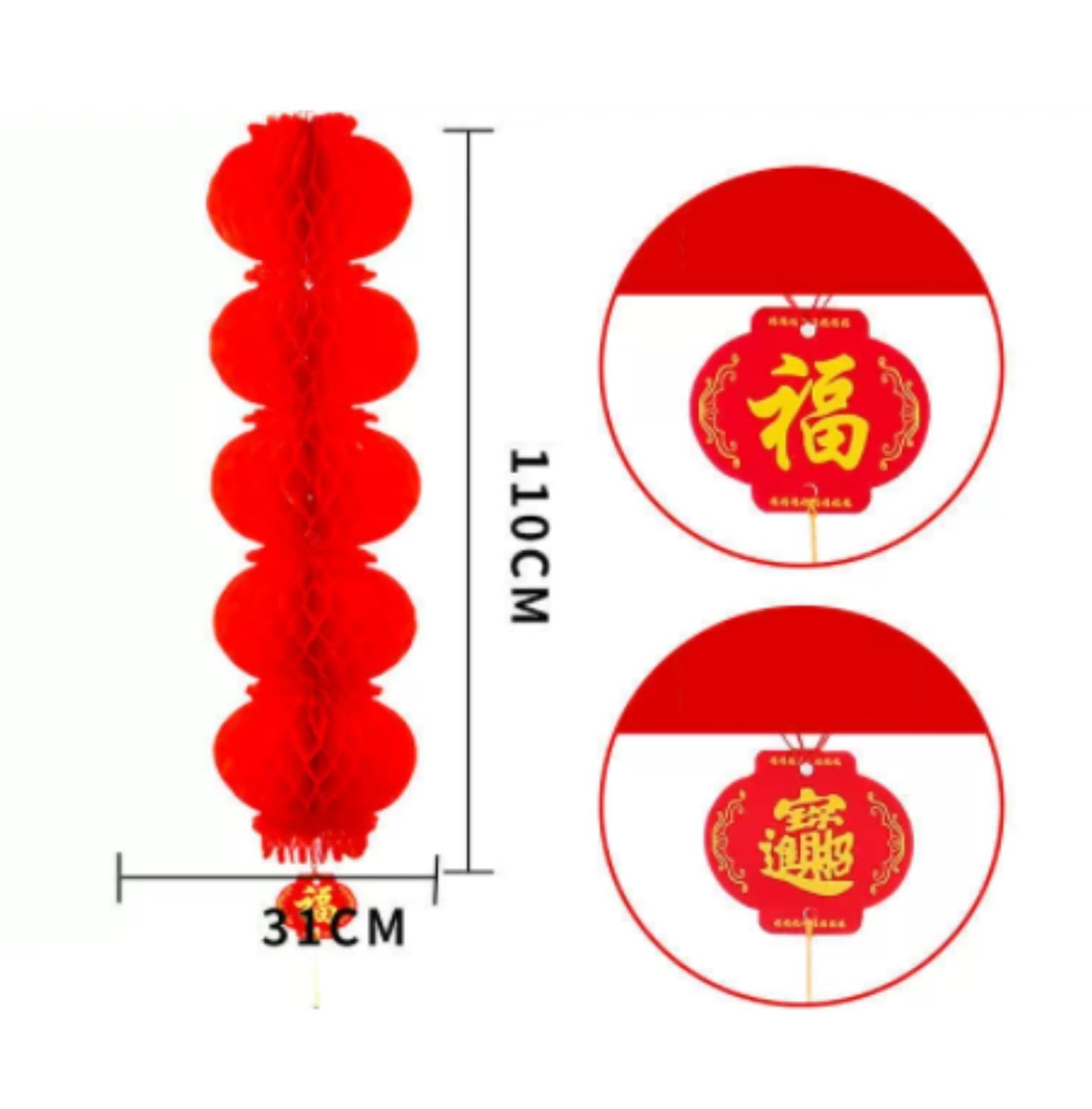 Lampions Außen Chinesische Rote Laterne Mit 5 Strängen For Weihnachtliche Terrassen- Und Gartendekoration Hängende Dekoration(4pcs)
