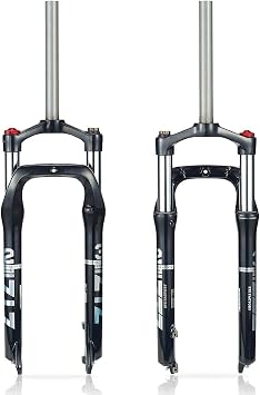 26 x 4.0 inch Fat Tyre MTB Suspension Fork - 100 mm Travel, 135 mm Spacing Hub, 9 mm QR, Manual Lockout Oil Spring Mountain Bike Front Fork, Ideal for Snow Beach XC Mountain Bikes