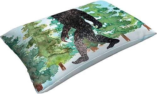 Miniatura 3 de Mugod Funda de almohada negra de monstruo Sasquatch grande y acuarela de pino verde, decoración de funda de almohada para sofá, cama, sala de estar,