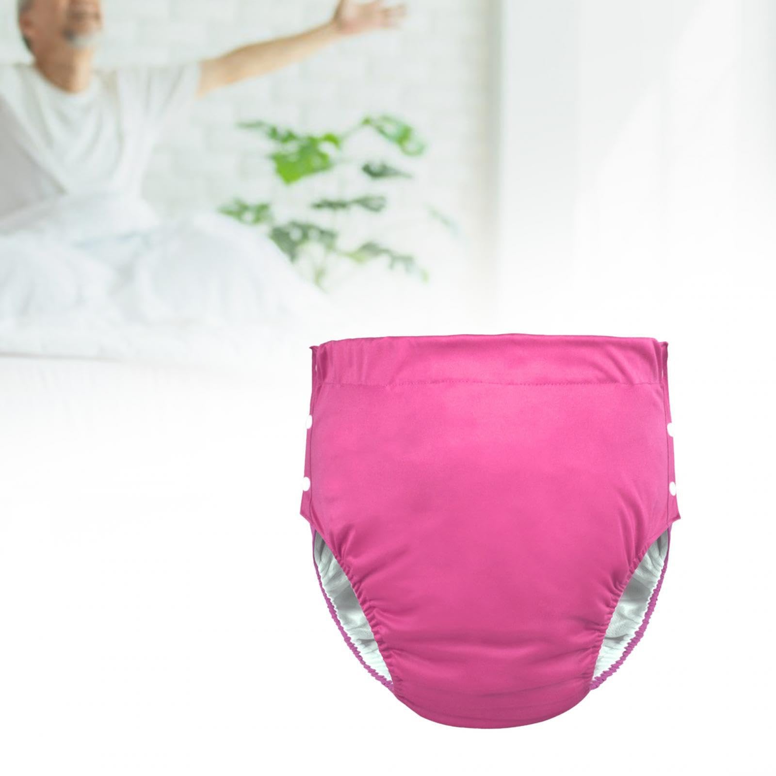 Couche Adulte, Couche-Culotte En Tissu Lavable pour Adulte, Couche Adulte Femme, Housse de Protection, Séchage Rapide, Couche Réglable Respirante Réutilisable pour Les Personnes âgées, Rose rouge