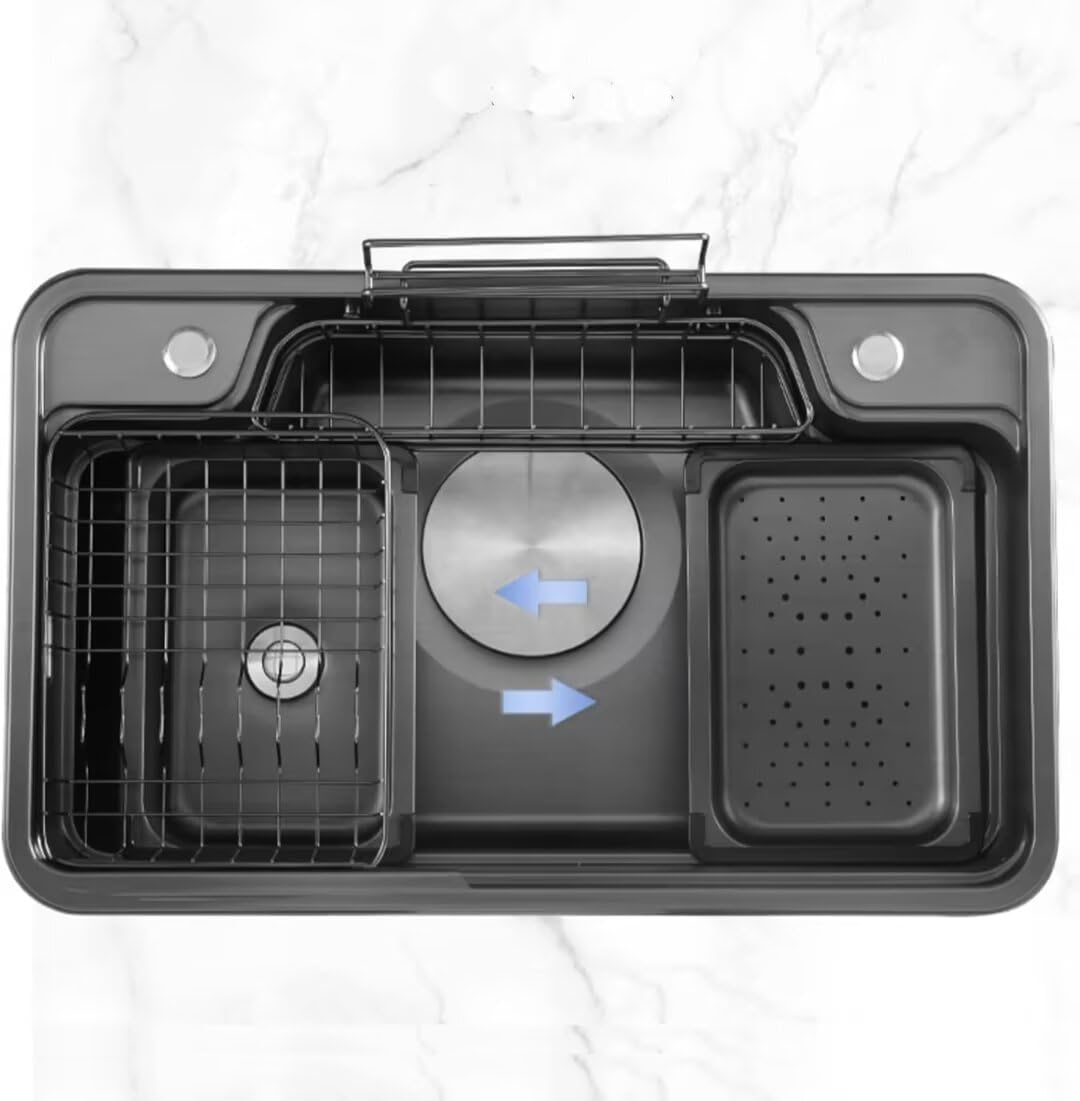 多機能キッチンシングルボウルシンク 304ステンレススチールバーシンク 取り付けキット付き/埋め込み式またはカウンター下設置 さまざ