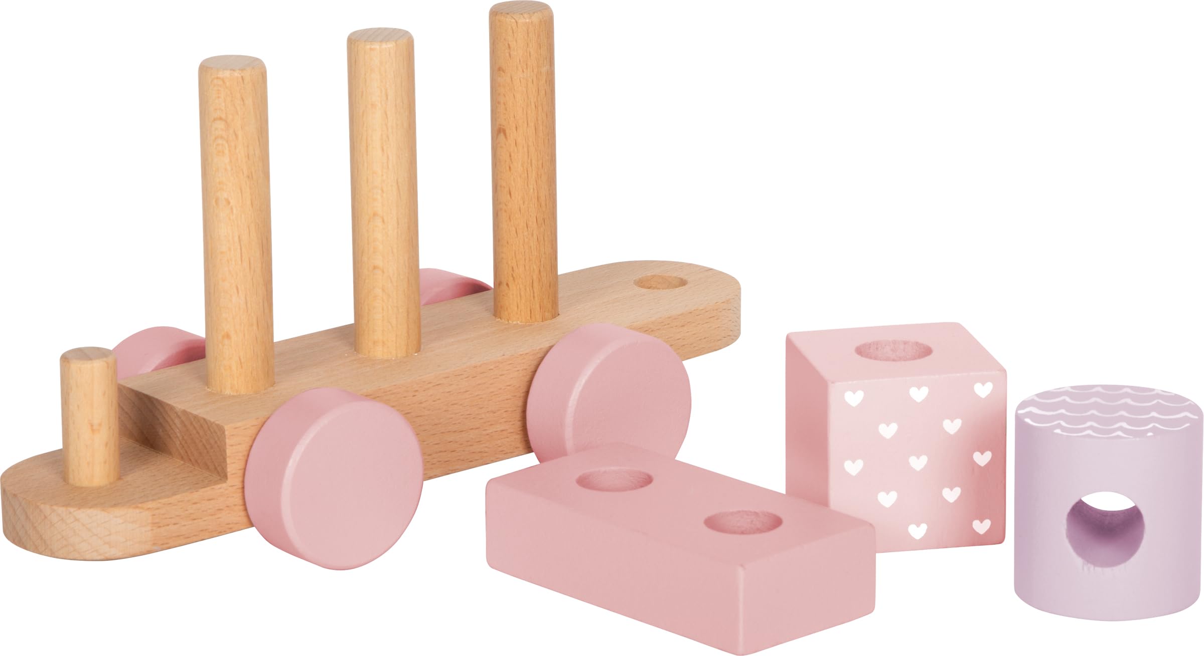 Small Foot Trenino Rosa in Legno, con 14 Elementi da combinare, per Bambini dai 12 Mesi, 12694