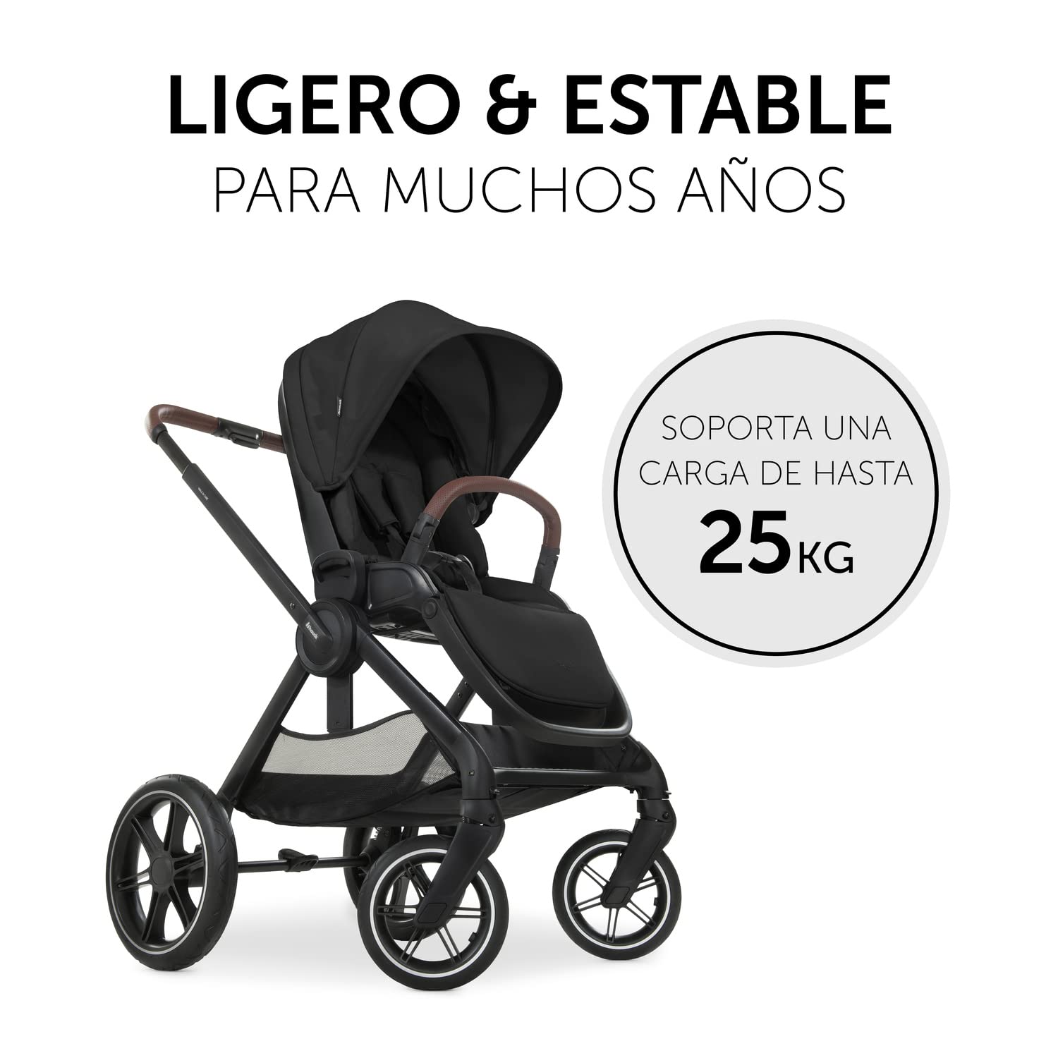 hauck Walk N Care Silla de Paseo Ligera 22 kg - Carro Bebe Reversible con Ruedas de Goma - Carrito Compacto con Cubrepiernas - Asiento y Manillar Ajustables - Capota XXL - Protección UV 50+ - Negro