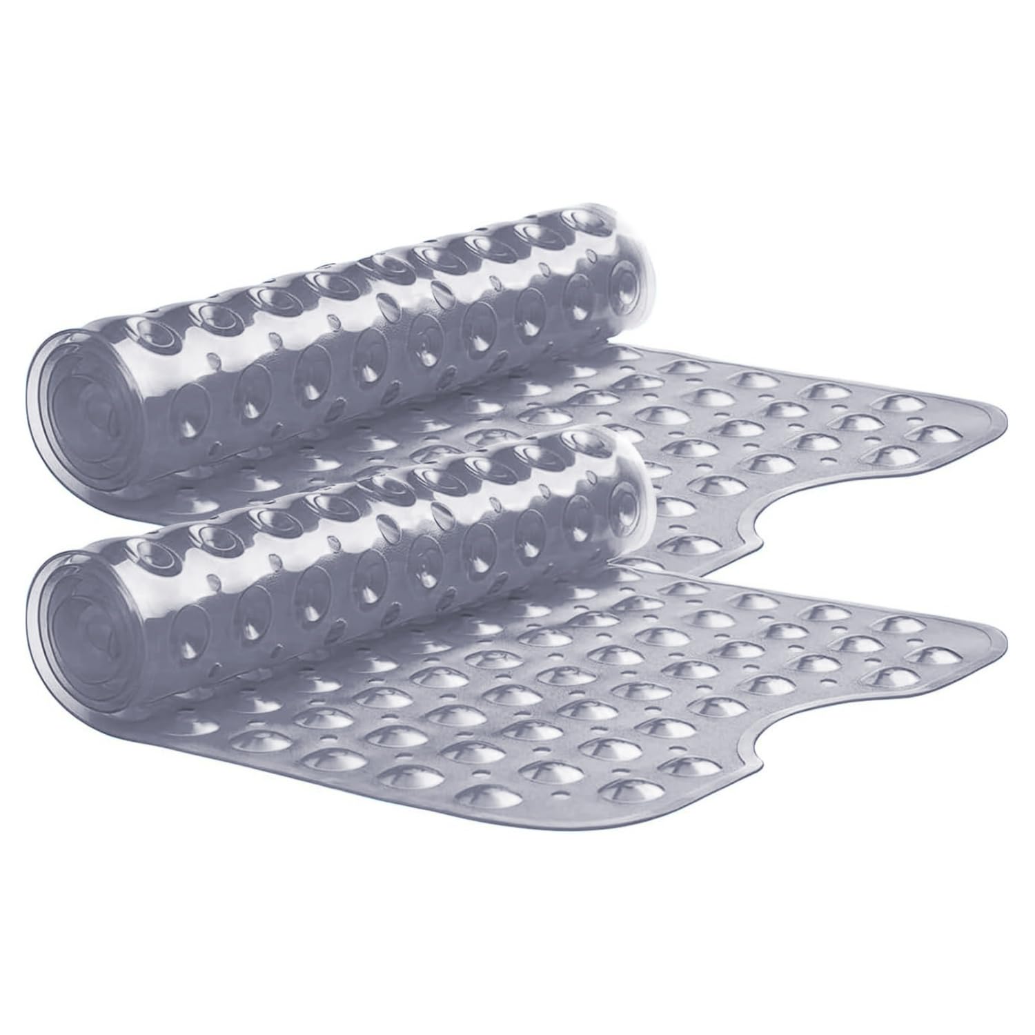Yorkshire Bedding Bath Mat Non Slip 2 Pack - Grey Bathtub Shower Mat 100x40cm with 200 Strong Suction Cups Grip and Drain Holes - Soft Rubber Bathroom Mats Machine Washable