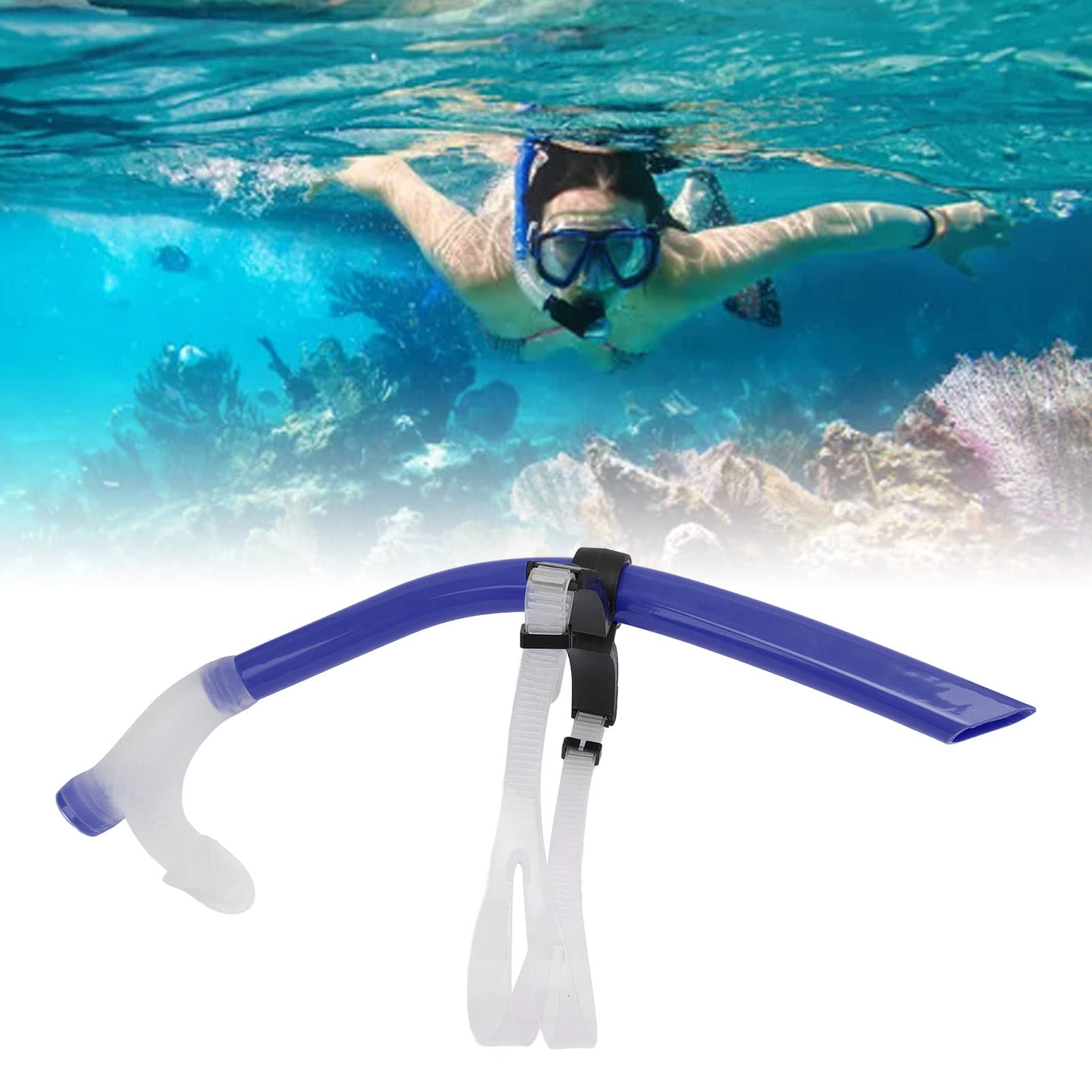 Ejoyous Boccaglio per Nuoto Tubo Respiratorio in Silicone con Tutore per la Testa Regolabile 48 X 11,6 X 3 Cm Design a Resistenza Ridotta Boccaglio Morbido per Nuoto in Grembo Immersioni Adulti