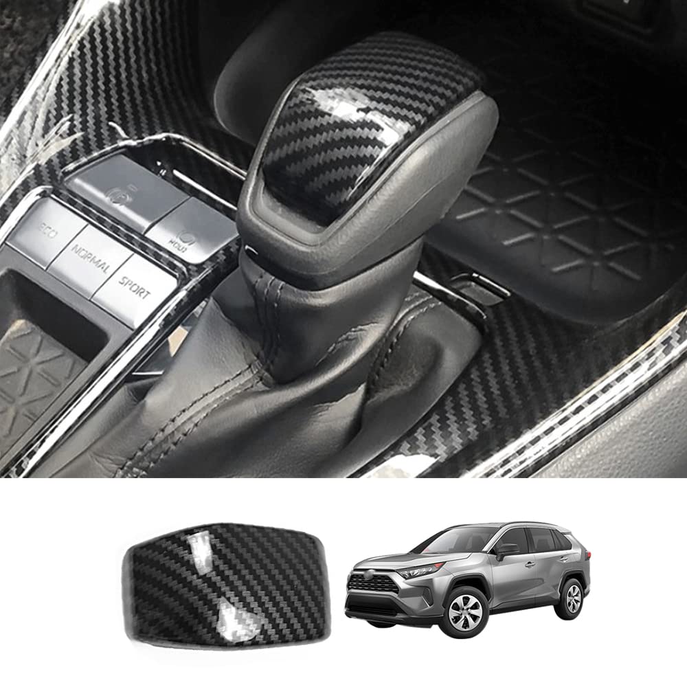 Blazeray Carbon Fiber Gear Shift Knob Cover Sticker Head Trim for Toyota RAV4 2019 2020 2021 2022(1PC)