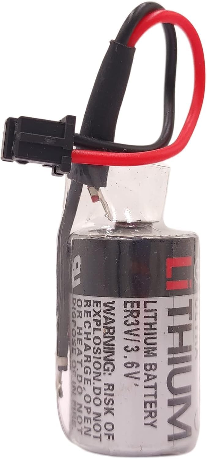 [6 Packs] ER3V JZSP-BA01 3.6V 1000mAh PLC Lithium Replacement Battery with Black Plug for Toshiba JZSP-BA01 for Yaskawa JZSP-BA01 (Non-Rechargeable)