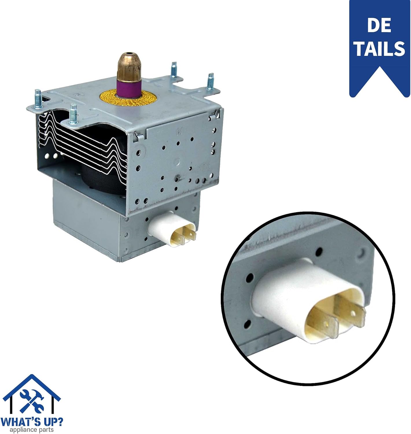 What's Up? OM75P(10) WB27X10017 Microwave Oven Magnetron Assembly Replacement Part Replaces 254542, AP2025937, WB27X10017, WB27X10370, WB27X10475, PS239126, 254542, AP2025937