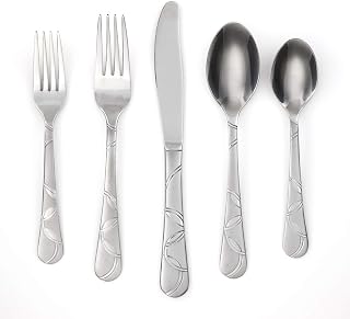 Silversmiths Felicity Sand 20-Piece Flatware Silverware Set, Service for 4, Stainless Steel, Includes Forks/Knives/Spoons, Brushed Finish