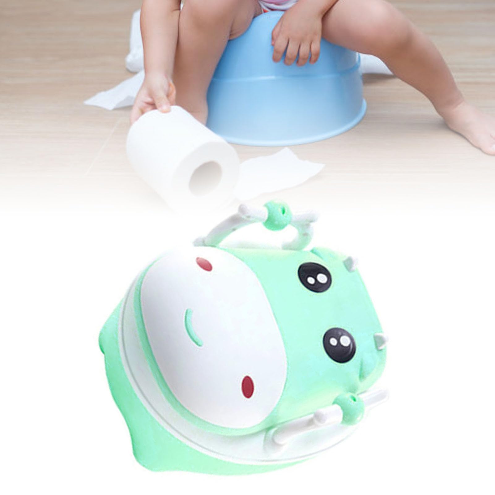 Inodoro de Entrenamiento para Ir Al Baño con Cepillo, Antideslizante, Desmontable, de Género Neutro, para bebé, Orinal para Niño y Niña (GREEN)