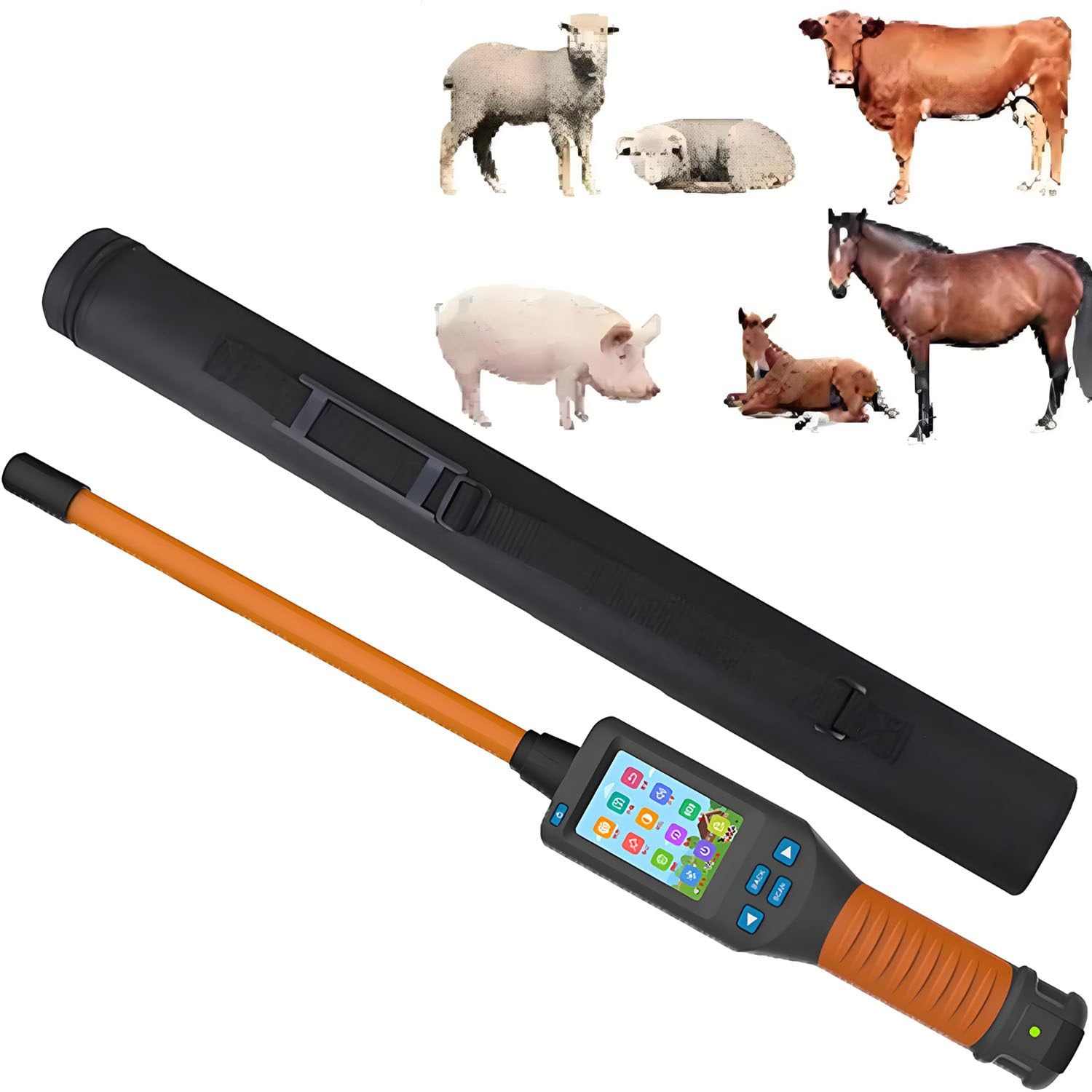 COAKUE Animal Ear Tag Stick Scanner, Identifier Animal Ear Tag Stick Scanner, Animal Handheld Reader, 134.2kHz FDX-B FDX-A, 20000 Data Storage, LCD Screen