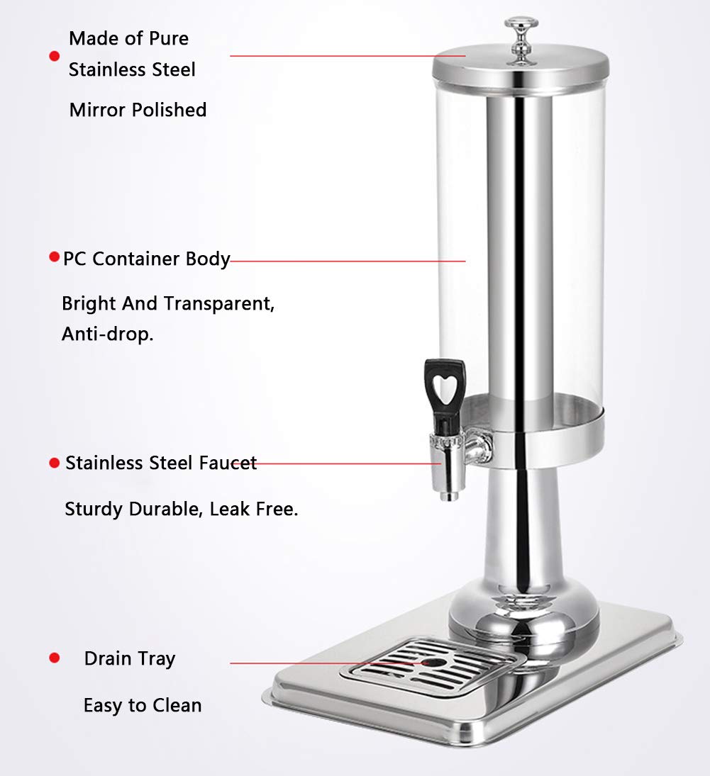 Recipiente térmico de acero inoxidable, Dispensador comercial de bebidas acero inoxidable con tanque doble contenedor 3Lx2, dispensador heladas bandeja goteo y grifo sin fugas