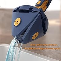 Vista 3 de Trapeador de limpieza ajustable giratorio de 360° con 2 cabezales de repuesto de trapeador, trapeadores de limpieza triangulares para paredes