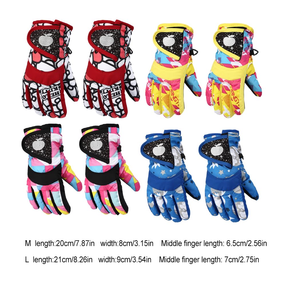 Lot de 5 gants de ski imperméables pour enfants, garçons et filles, gants thermiques épais pour cyclisme, camping, gants thermiques épais, couverture chauffante pour les mains, jaune