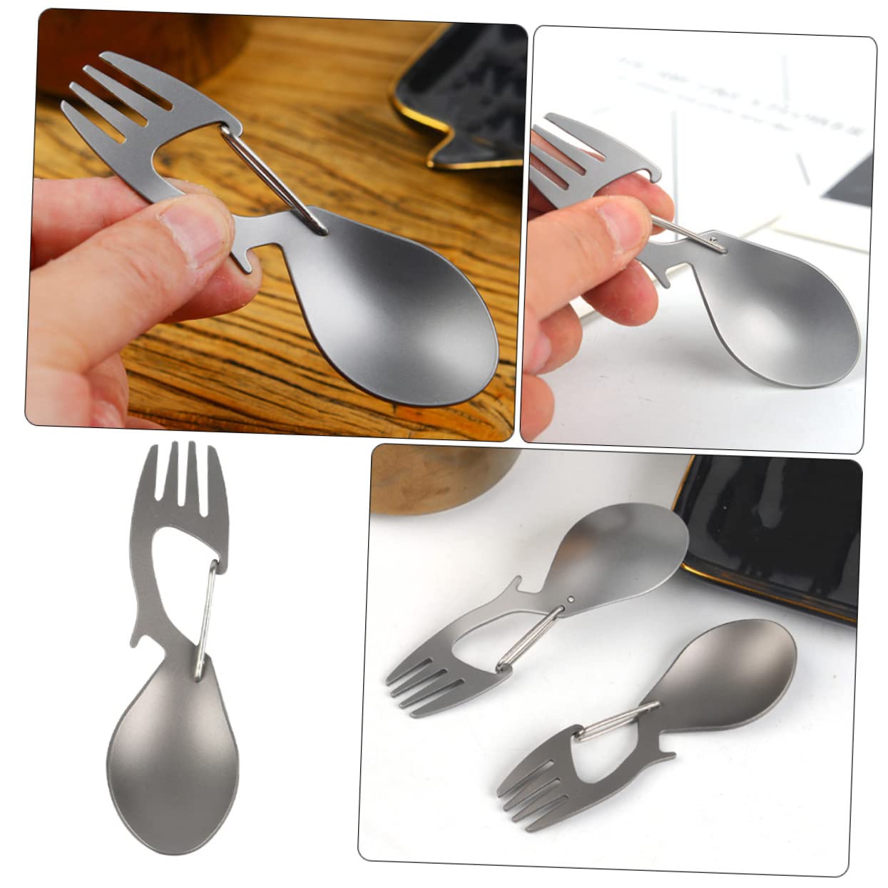 UPKOCH 5 Pezzi Stunzioni Multifunzionali Di Titanio Pieghevole Zaino in Spalla Piccolo Portatile Forchetta in Titanio Utensile Viaggio Forchetta Da Campo Utensili Posate