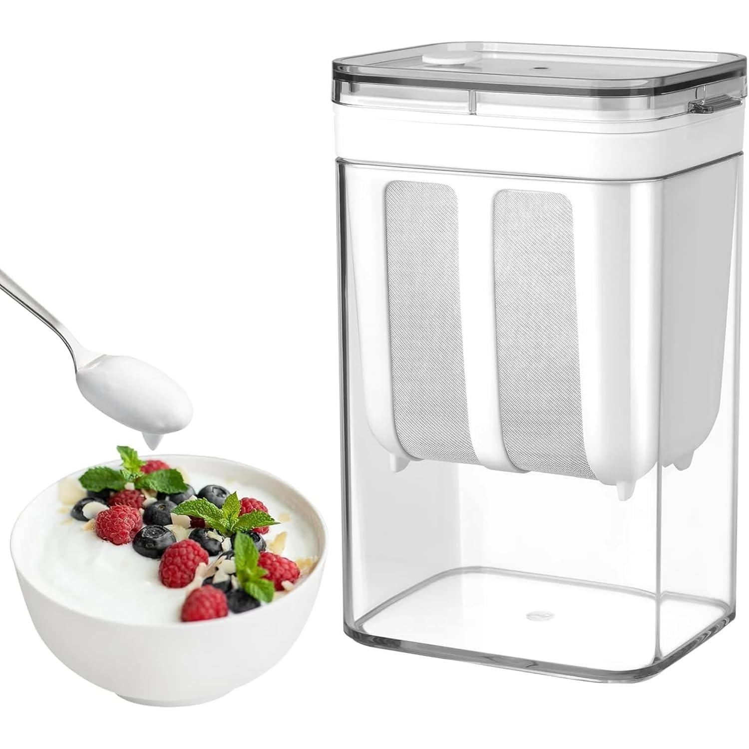 1100ml Greek Yogurt & Hung Curd Maker – BPA-Free Plastic Container with Stainless Steel Mesh Filter Lid Homemade Yogurt, Cheese & Whey Separator | Dishwasher Safe-image-16