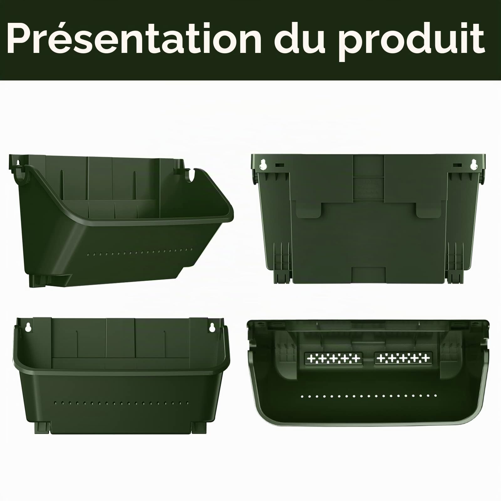 MENAYODA Lot de 4 pots muraux verticaux - Sacs pour plantes suspendues - Avec arrosage automatique - Pour intérieur et extérieur - Vert foncé - Pour intérieur et extérieur - Balcon