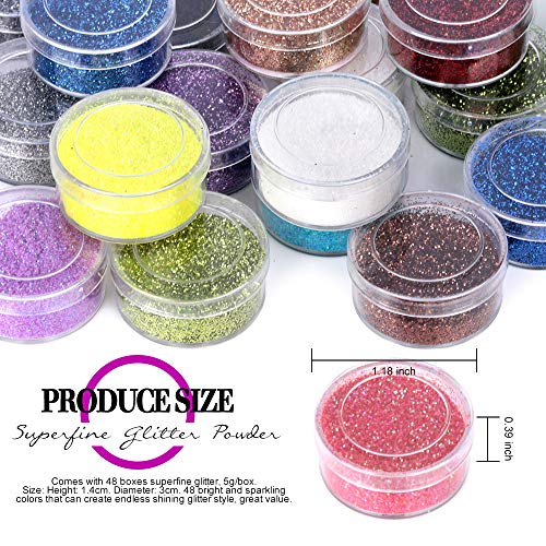 Fandamei FAN-127 48 Colors Nail Glitter Set, 48 Boxes 5G Nail Art Glitter thumb #1