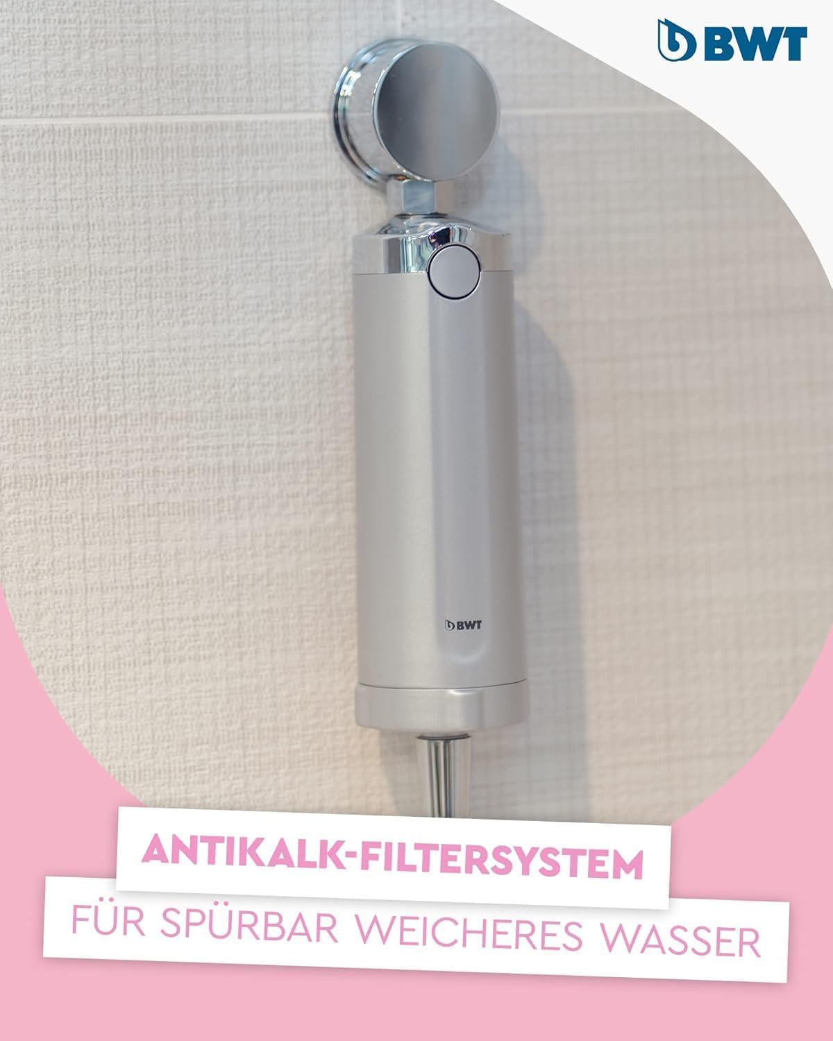 BWT Set di protezione anticalcare per doccia Quick & Clean + filtro acqua da tavolo Vida con magnesio | anticalcare per bagno e cucina | include 1 cartuccia filtro | filtro doccia contro il calcare